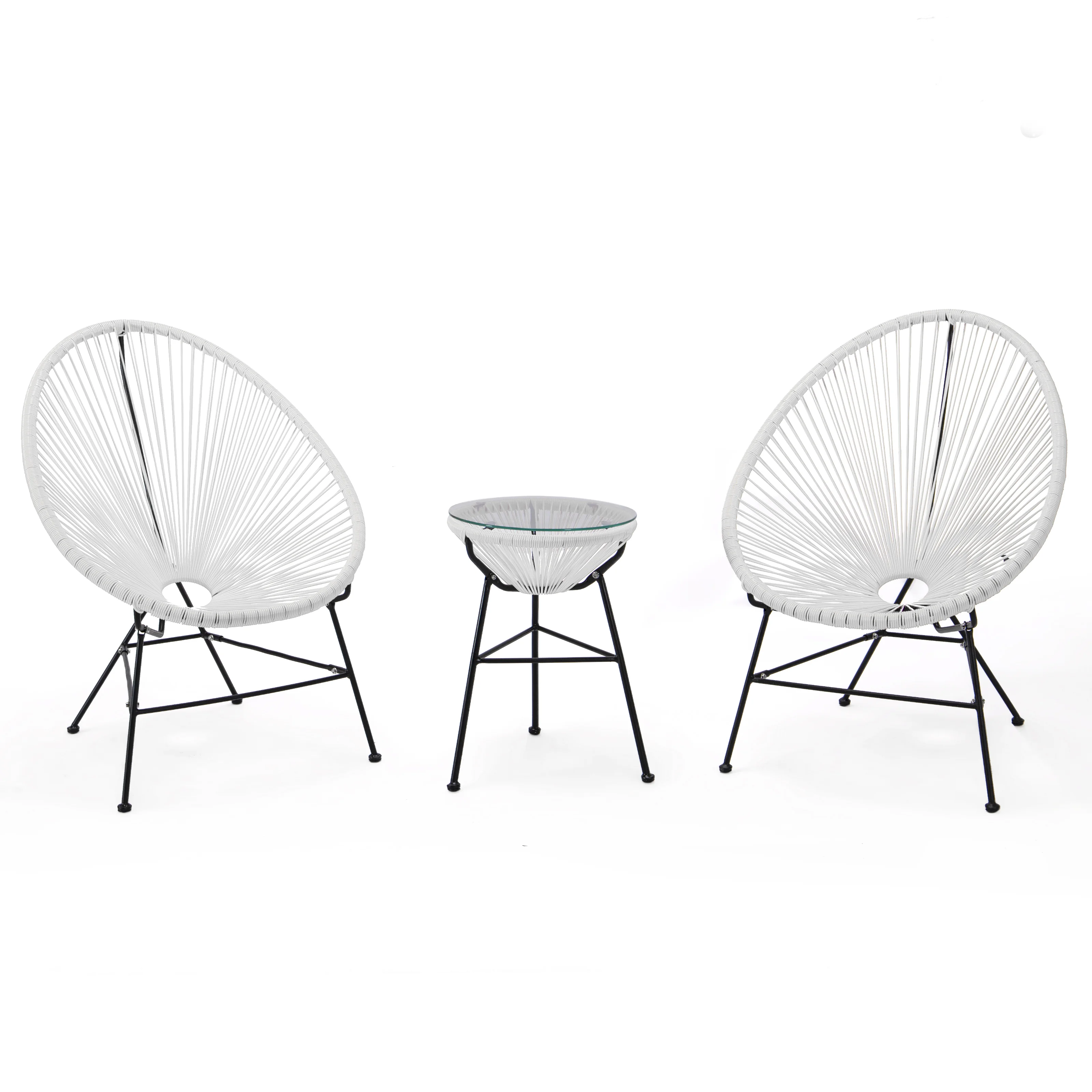 Montara 3 Piece Outdoor Lounge Patio Chair With Glass Top Table