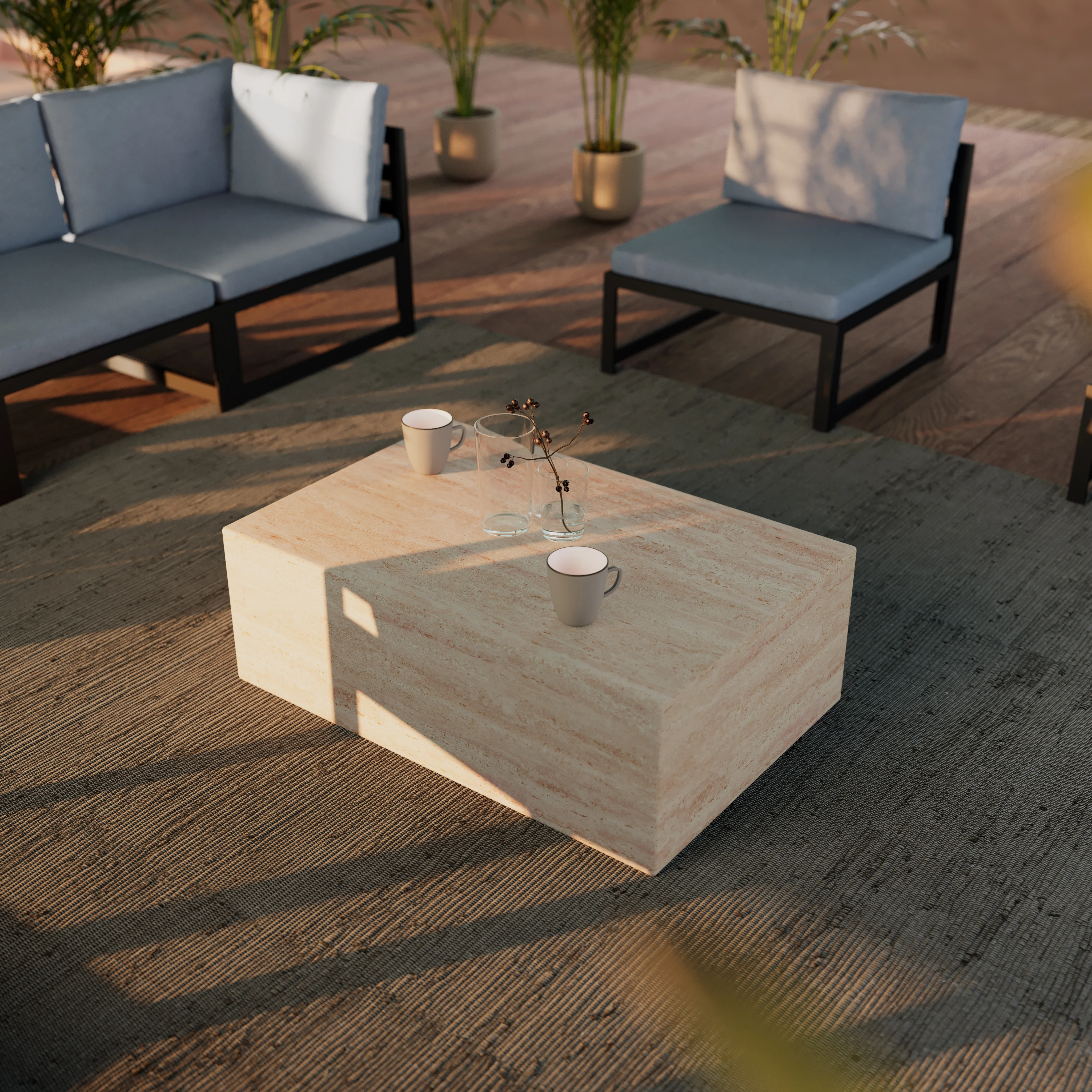 Maya Collection Outdoor/Indoor Coffee Table in Travertine