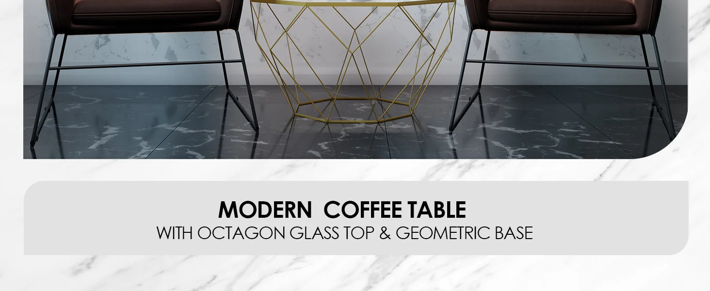 Malibu Modern Octagon Glass Top Coffee Table With Chrome Base