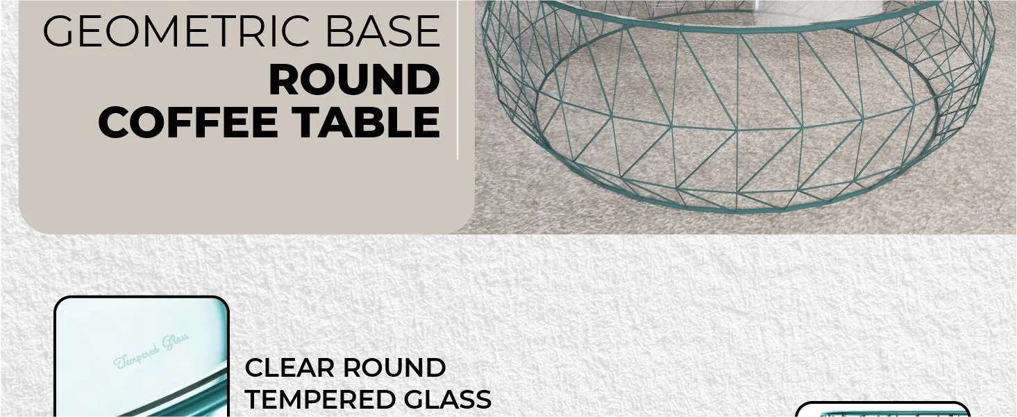 Malibu Modern Round Glass Top Coffee Table With Metal Base