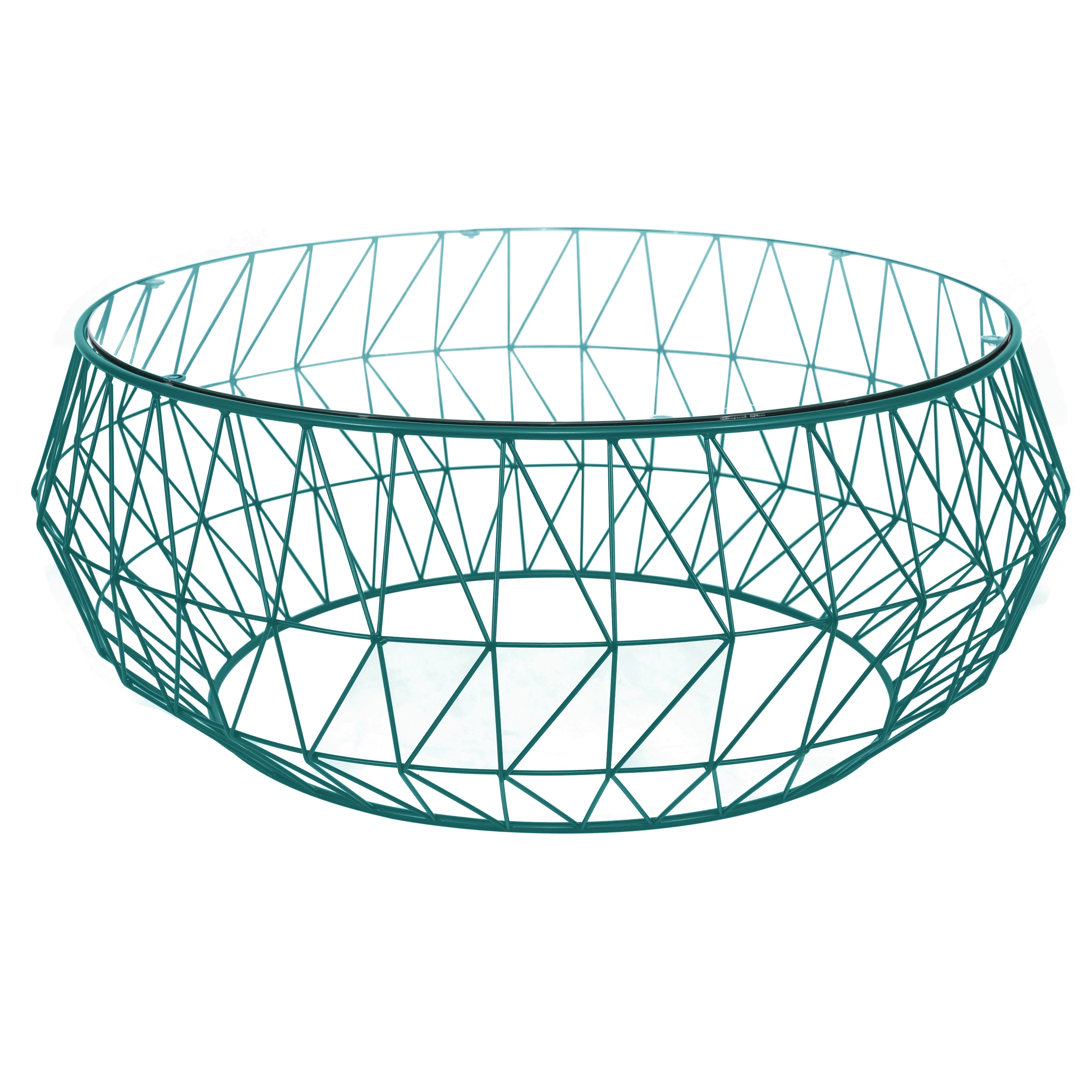 Malibu Modern Round Glass Top Coffee Table With Metal Base