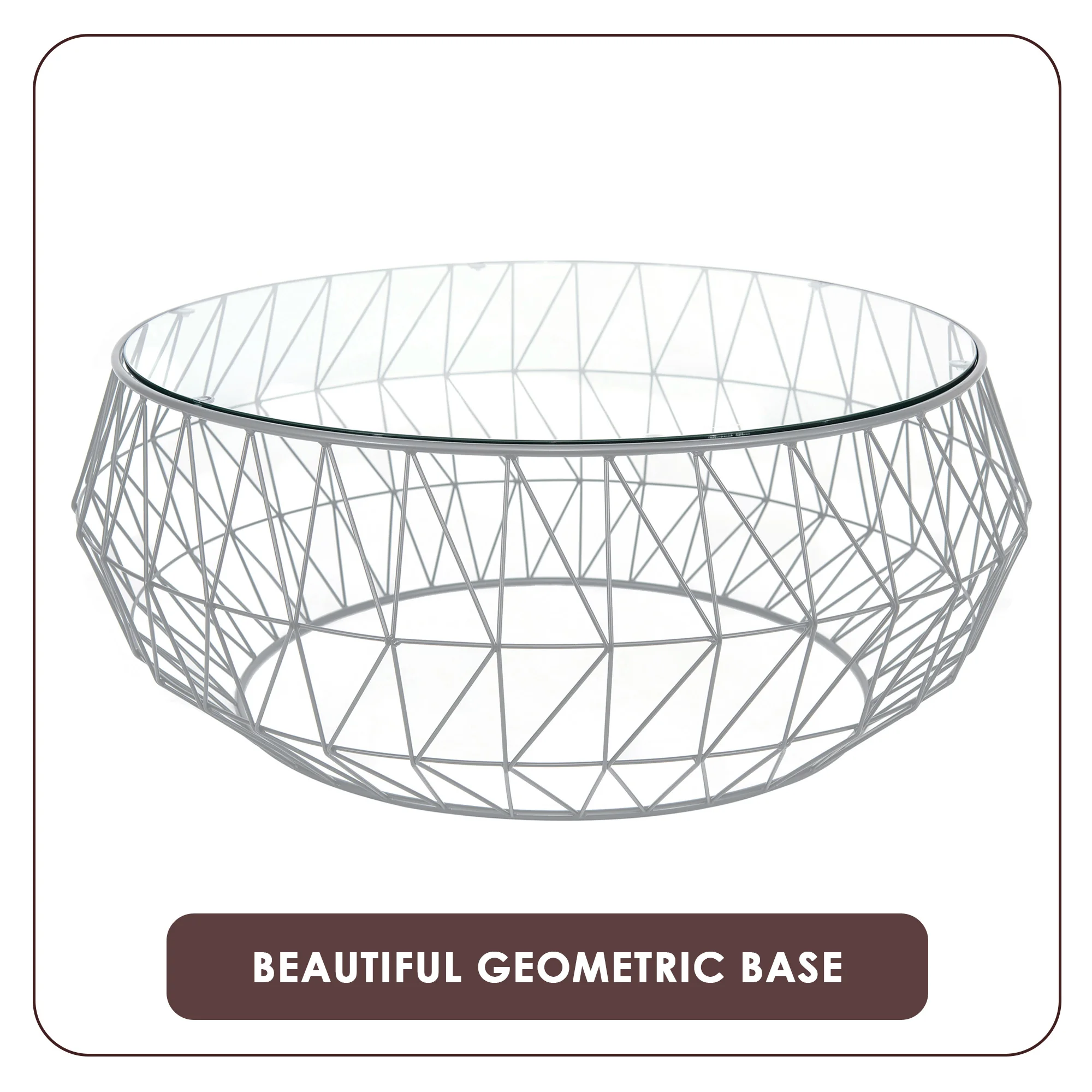 Malibu Modern Round Glass Top Coffee Table With Metal Base