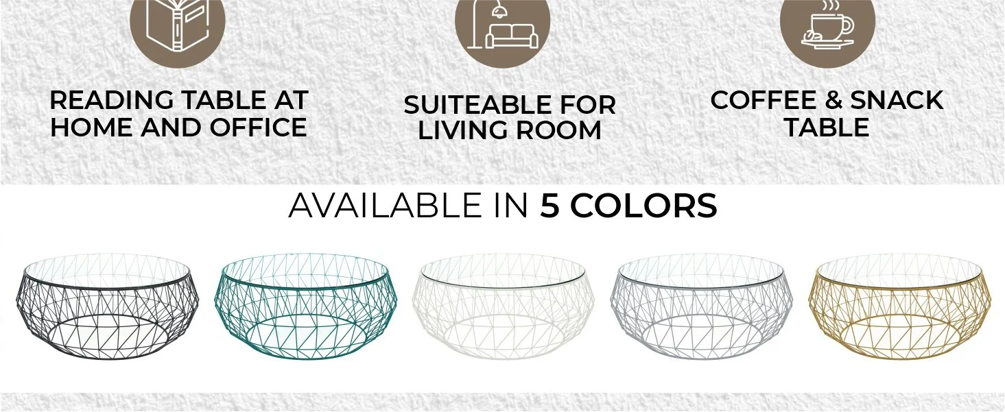 Malibu Modern Round Glass Top Coffee Table With Metal Base