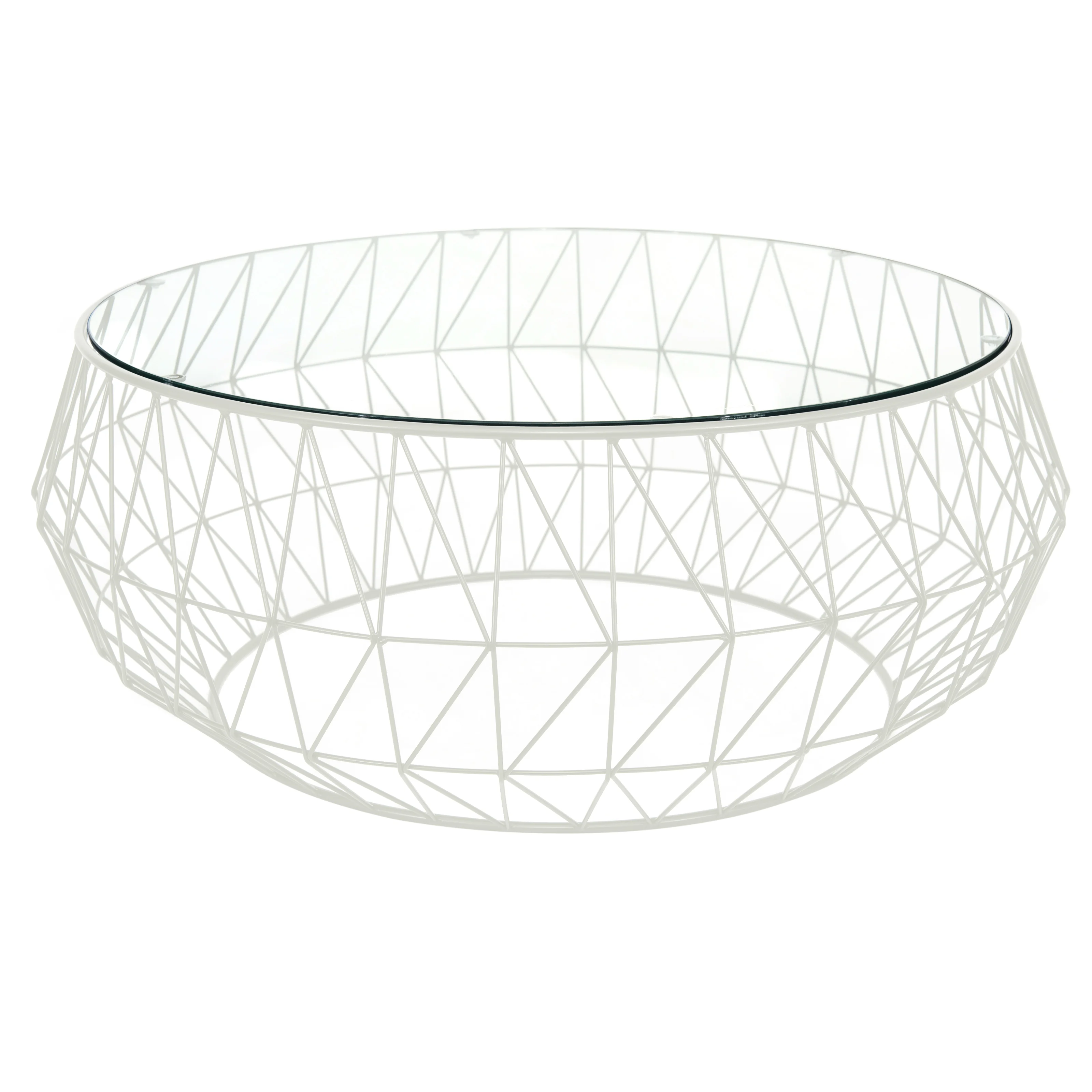 Malibu Modern Round Glass Top Coffee Table With Metal Base