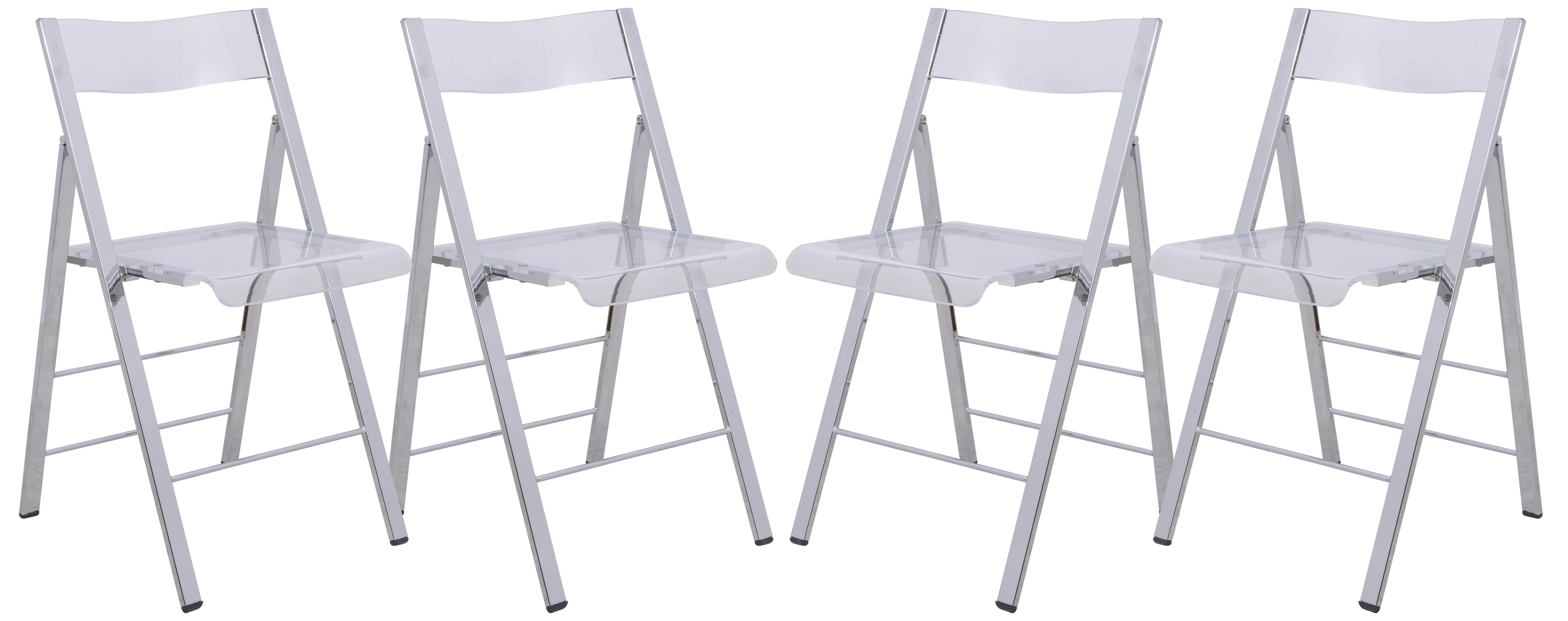 Menno Modern Acrylic Folding Chair, Set of 4
