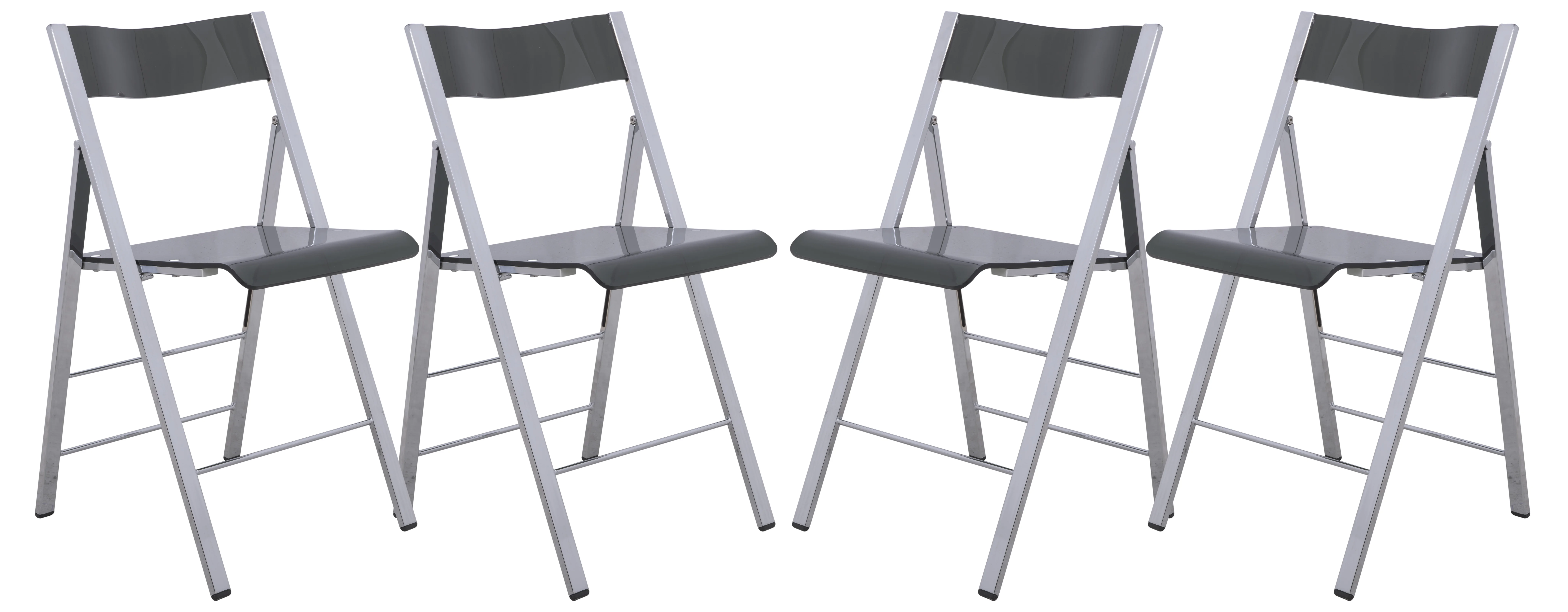 Menno Modern Acrylic Folding Chair, Set of 4