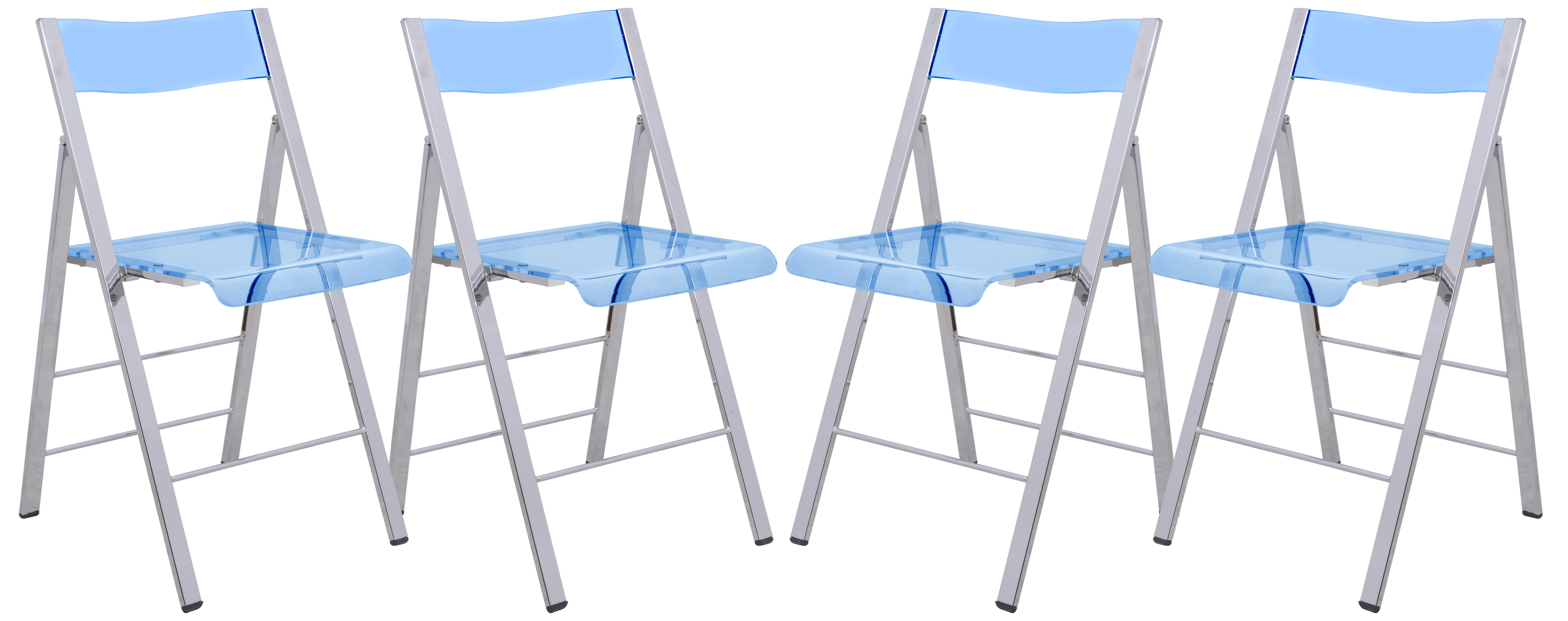 Menno Modern Acrylic Folding Chair, Set of 4