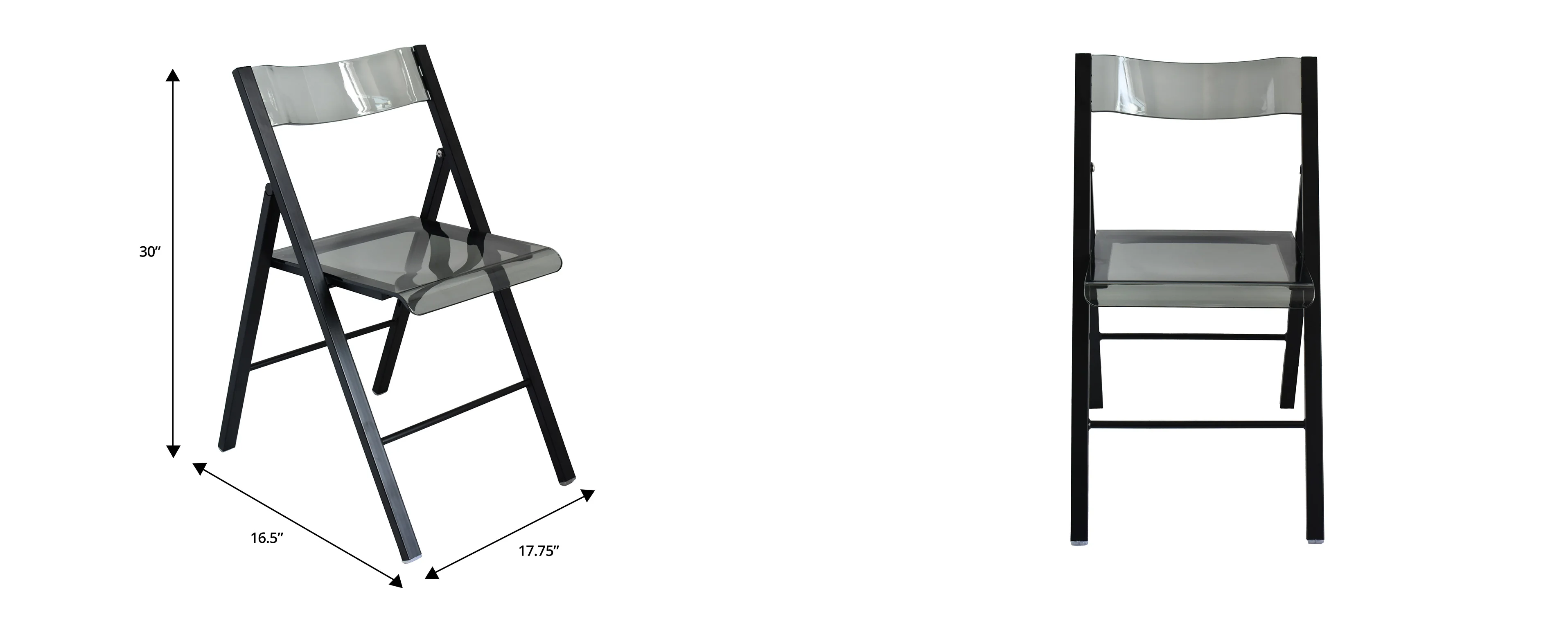 Menno Modern Acrylic Folding Chair Black Frame With Trans Black Seat