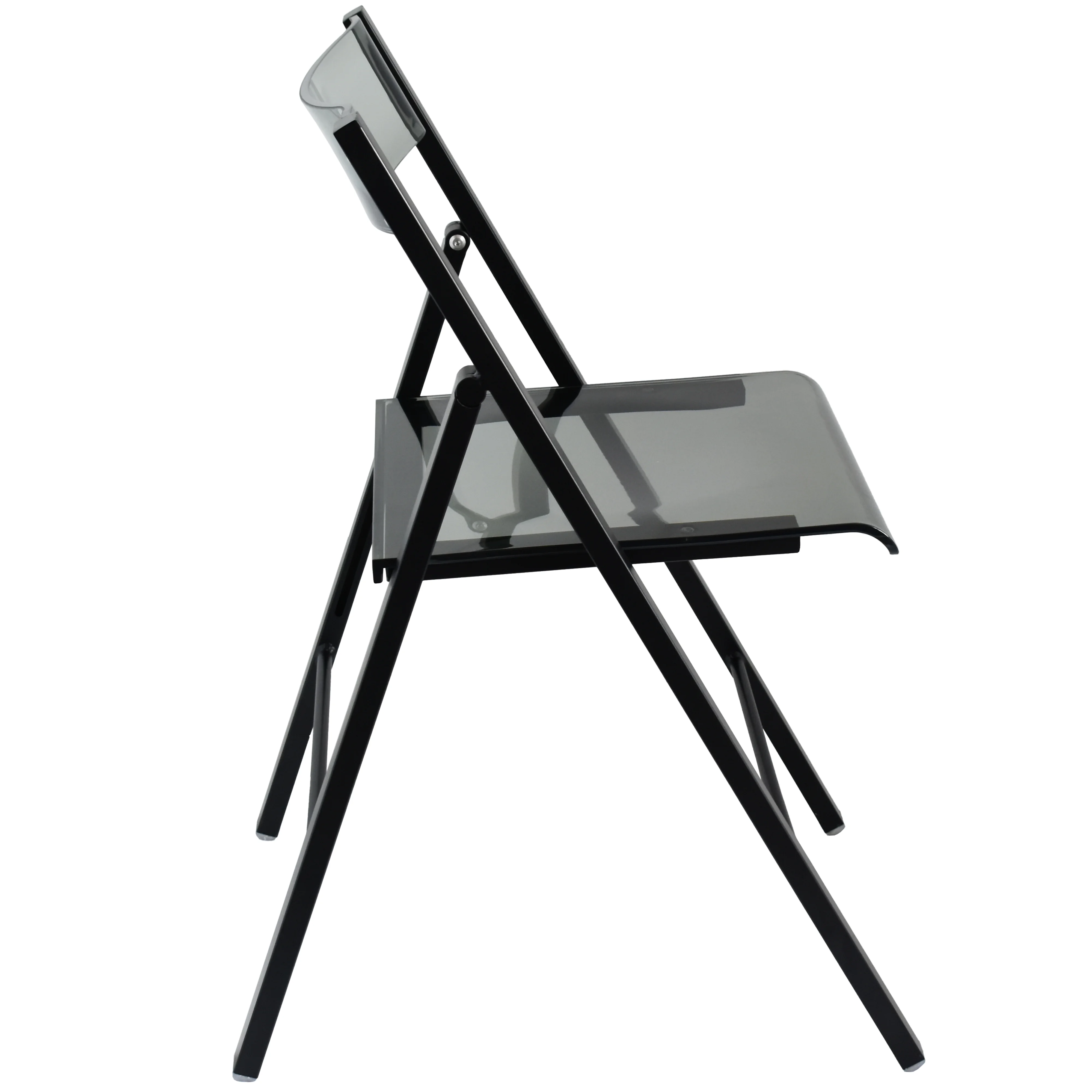 Menno Modern Acrylic Folding Chair Black Frame With Trans Black Seat Set of 2