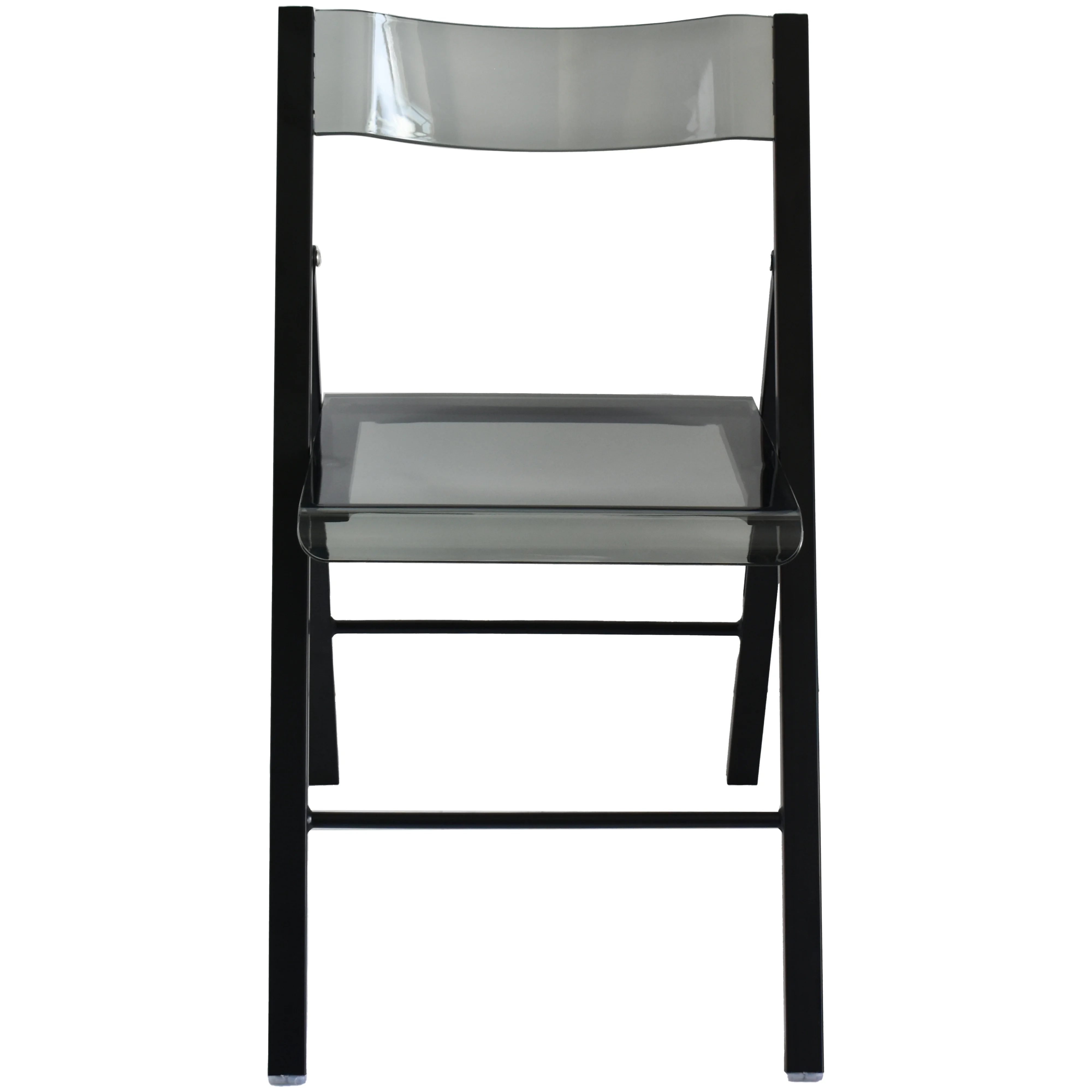 Menno Modern Acrylic Folding Chair Black Frame With Trans Black Seat Set of 2