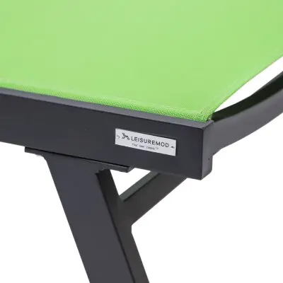 Marlin Patio Chaise Lounge Chair With Armrests in Black Aluminum Frame