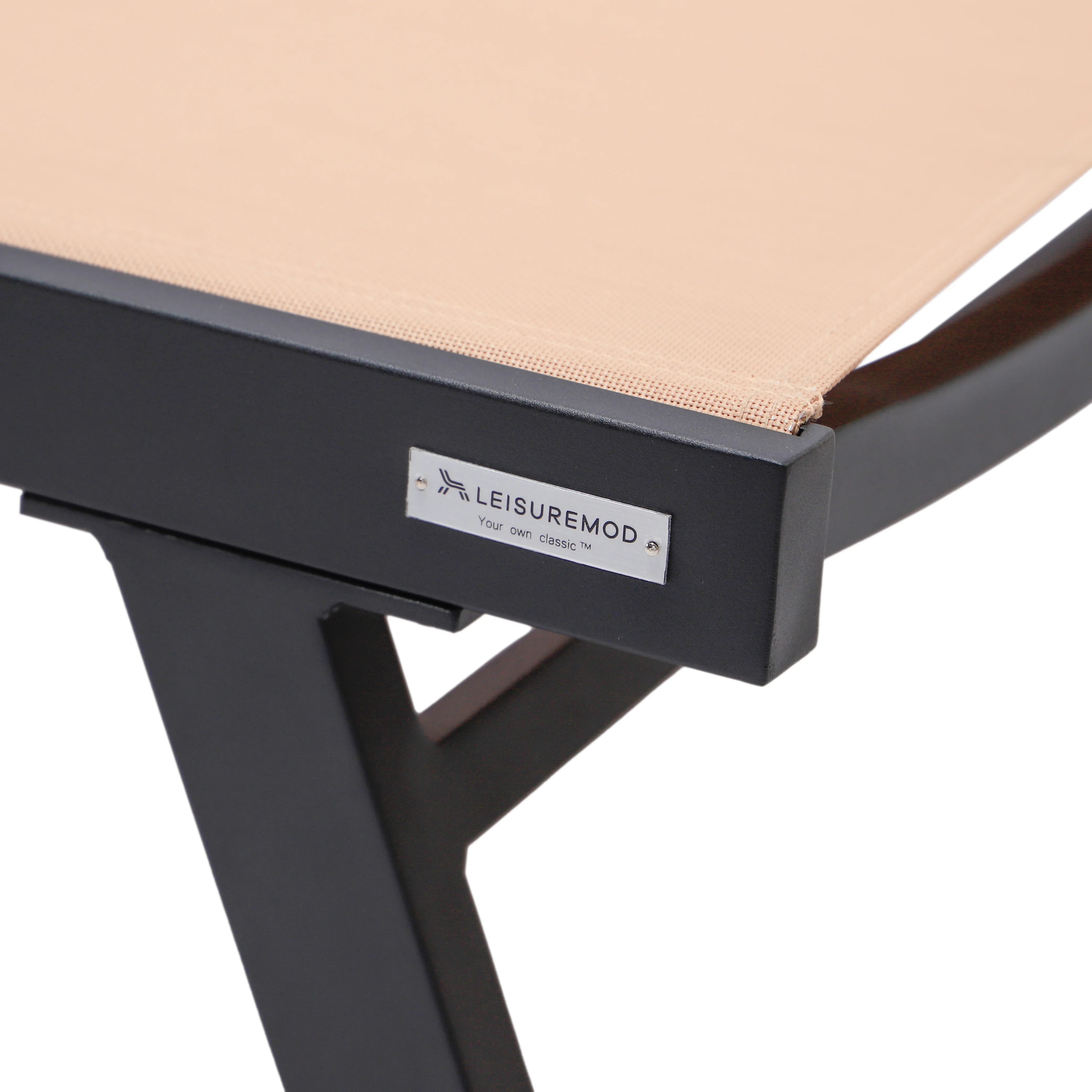 Marlin Patio Chaise Lounge Chair With Armrests in Black Aluminum Frame