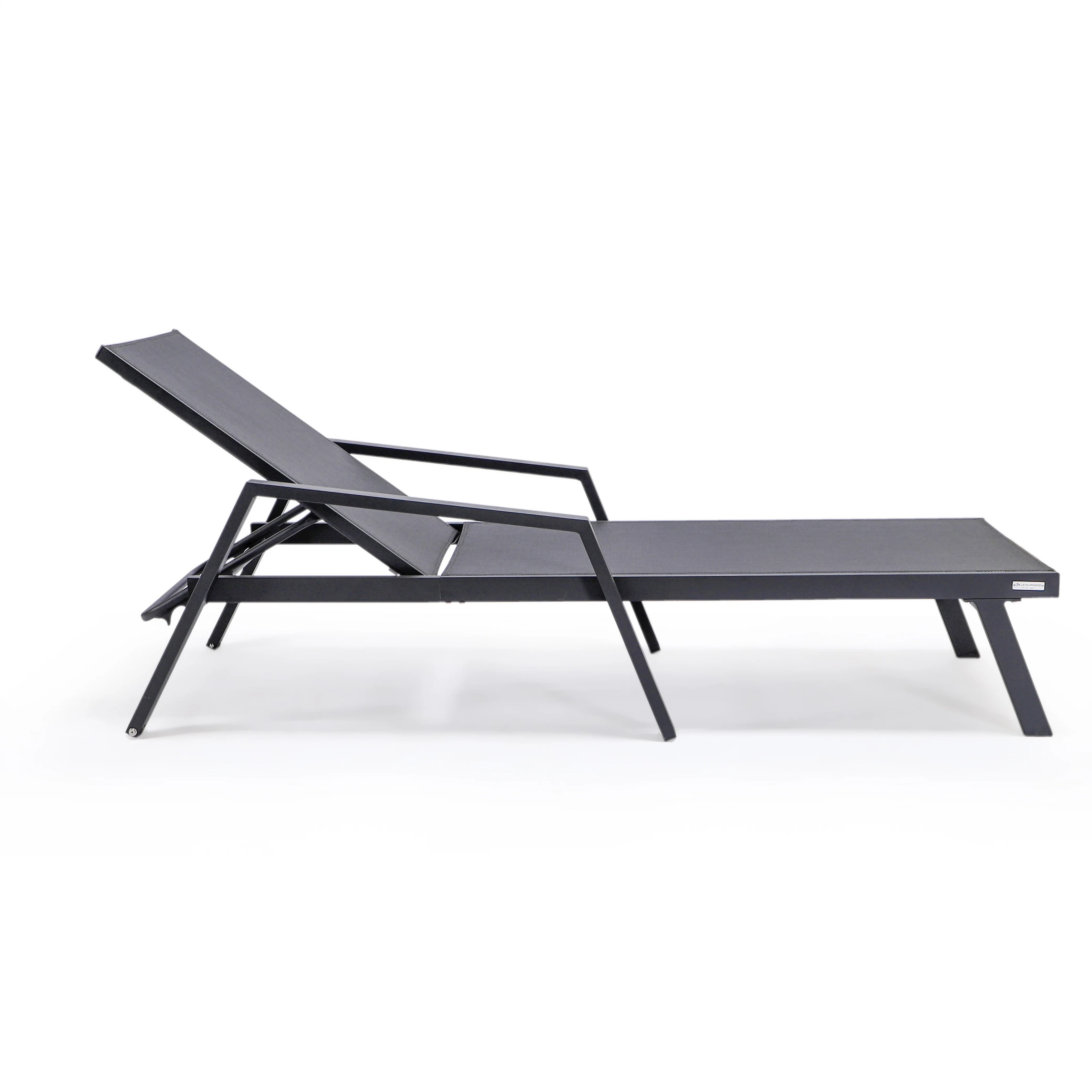 Marlin Modern Aluminum Outdoor Patio Chaise Lounge Chair With Arms Set of 2 with Square Fire Pit Side Table Perfect for Patio, Lawn, and Garden