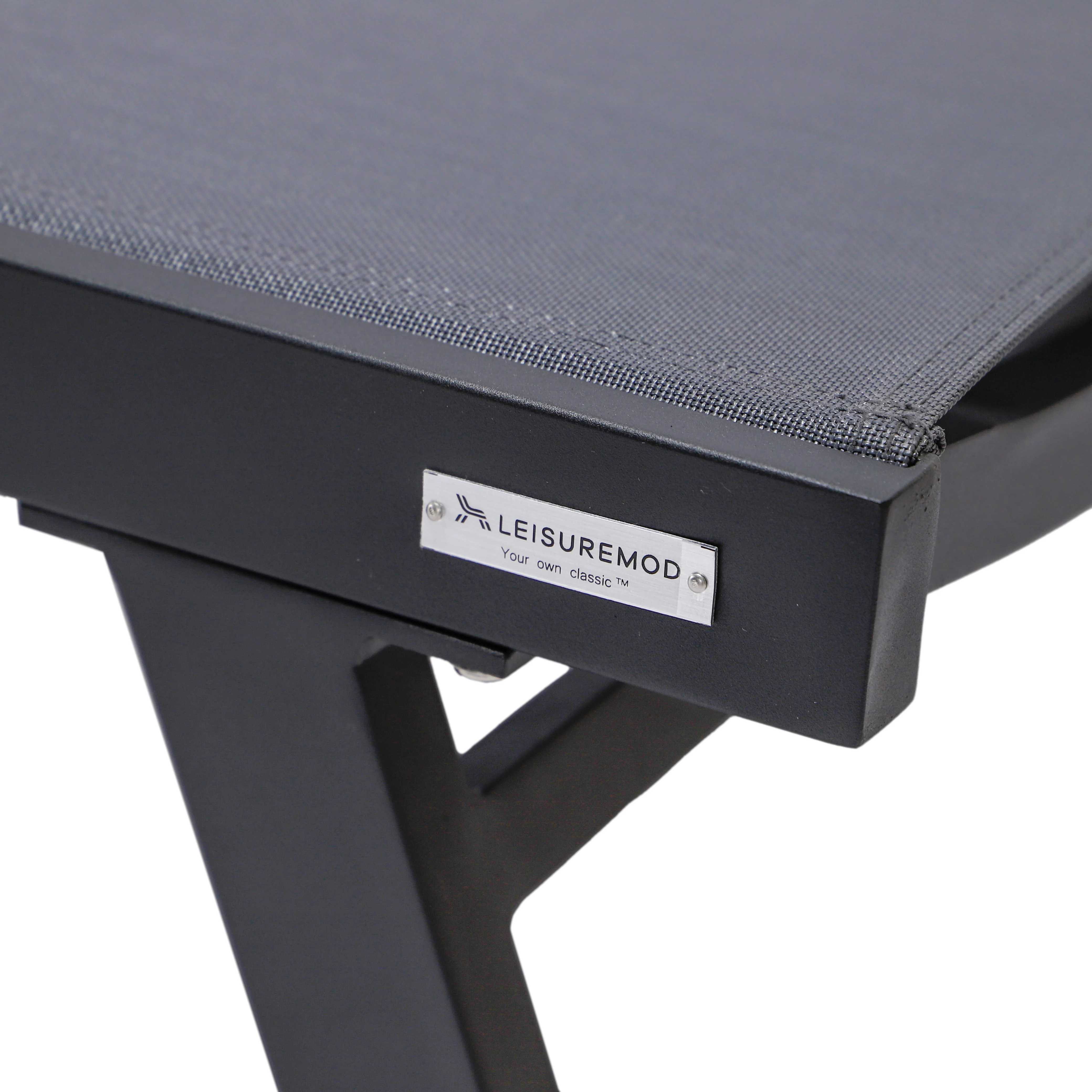 Marlin Modern Black Aluminum Outdoor Patio Chaise Lounge Chair With Arms and Square Fire Pit Side Table Perfect for Patio, Lawn, and Garden