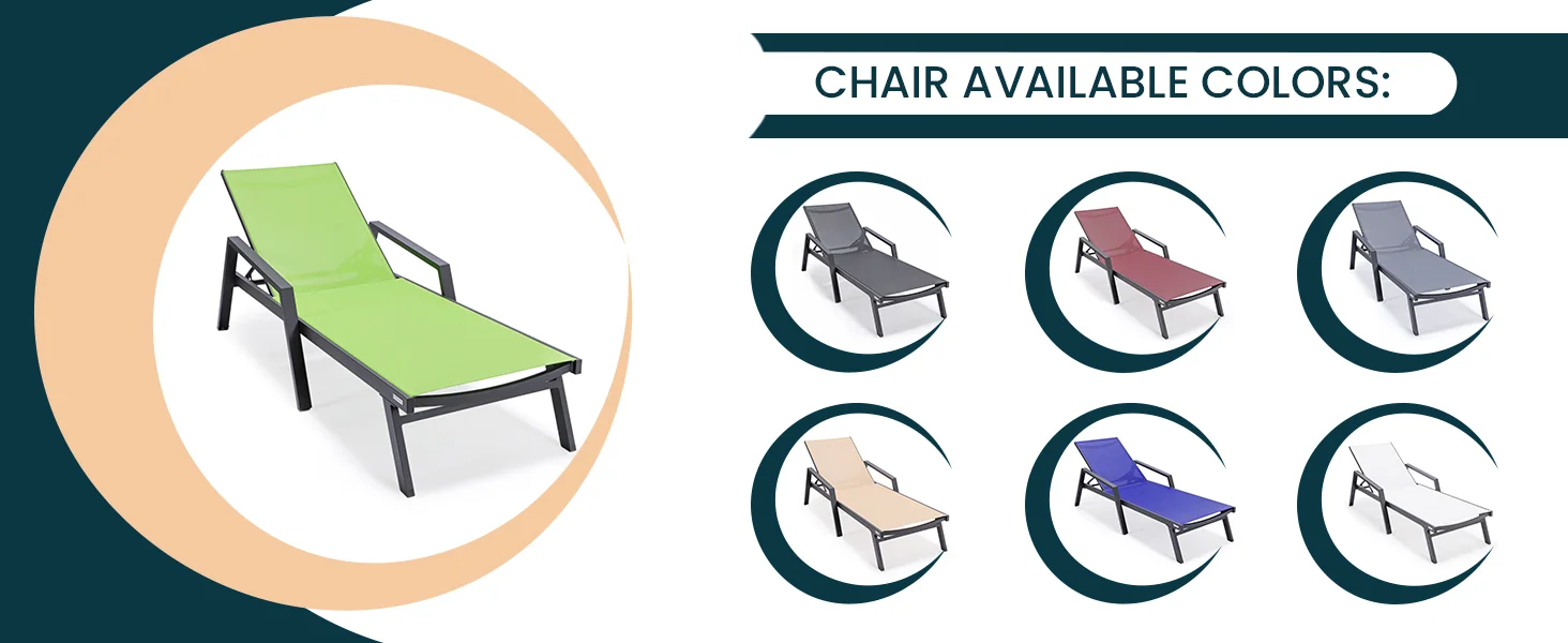 Marlin Modern Aluminum Outdoor Patio Chaise Lounge Chair With Arms Set of 2 with Square Fire Pit Side Table Perfect for Patio, Lawn, and Garden