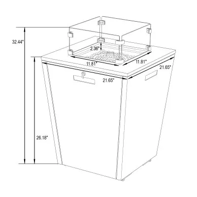 Marlin Modern Black Aluminum Outdoor Patio Chaise Lounge Chair With Arms and Square Fire Pit Side Table Perfect for Patio, Lawn, and Garden