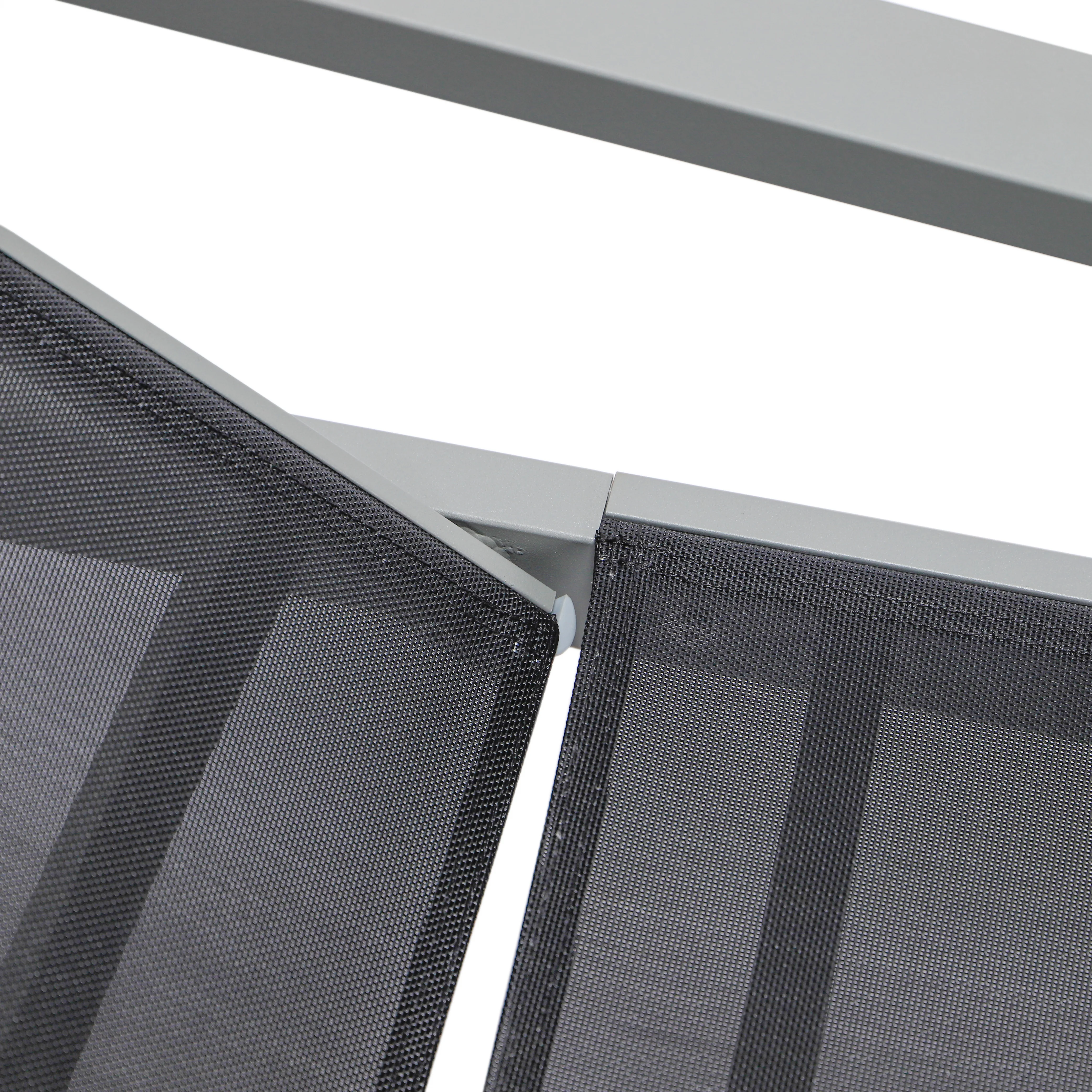 Marlin Patio Chaise Lounge Chair With Armrests in Grey Aluminum Frame, Set of 2 in Black