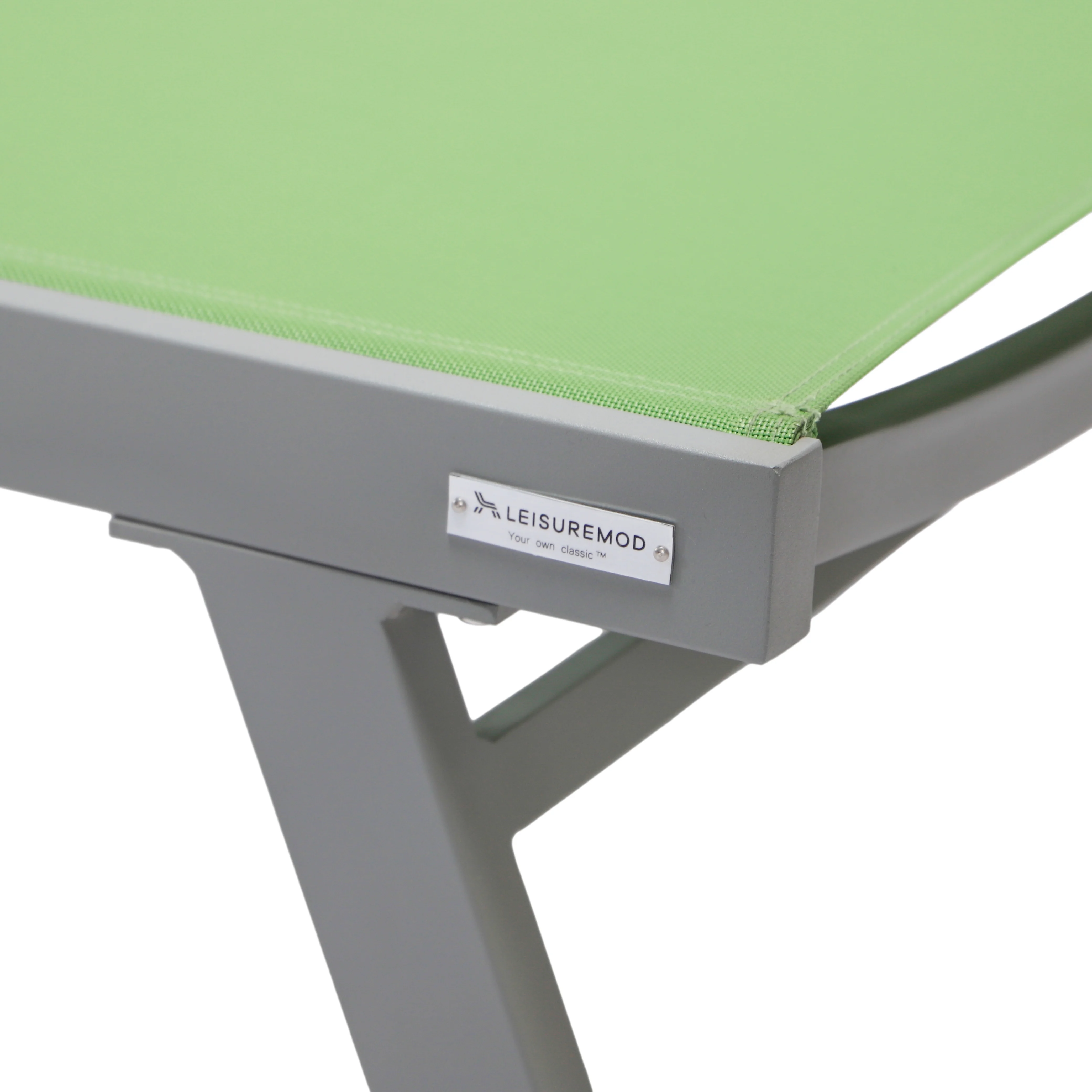 Marlin Patio Chaise Lounge Chair With Armrests in Grey Aluminum Frame