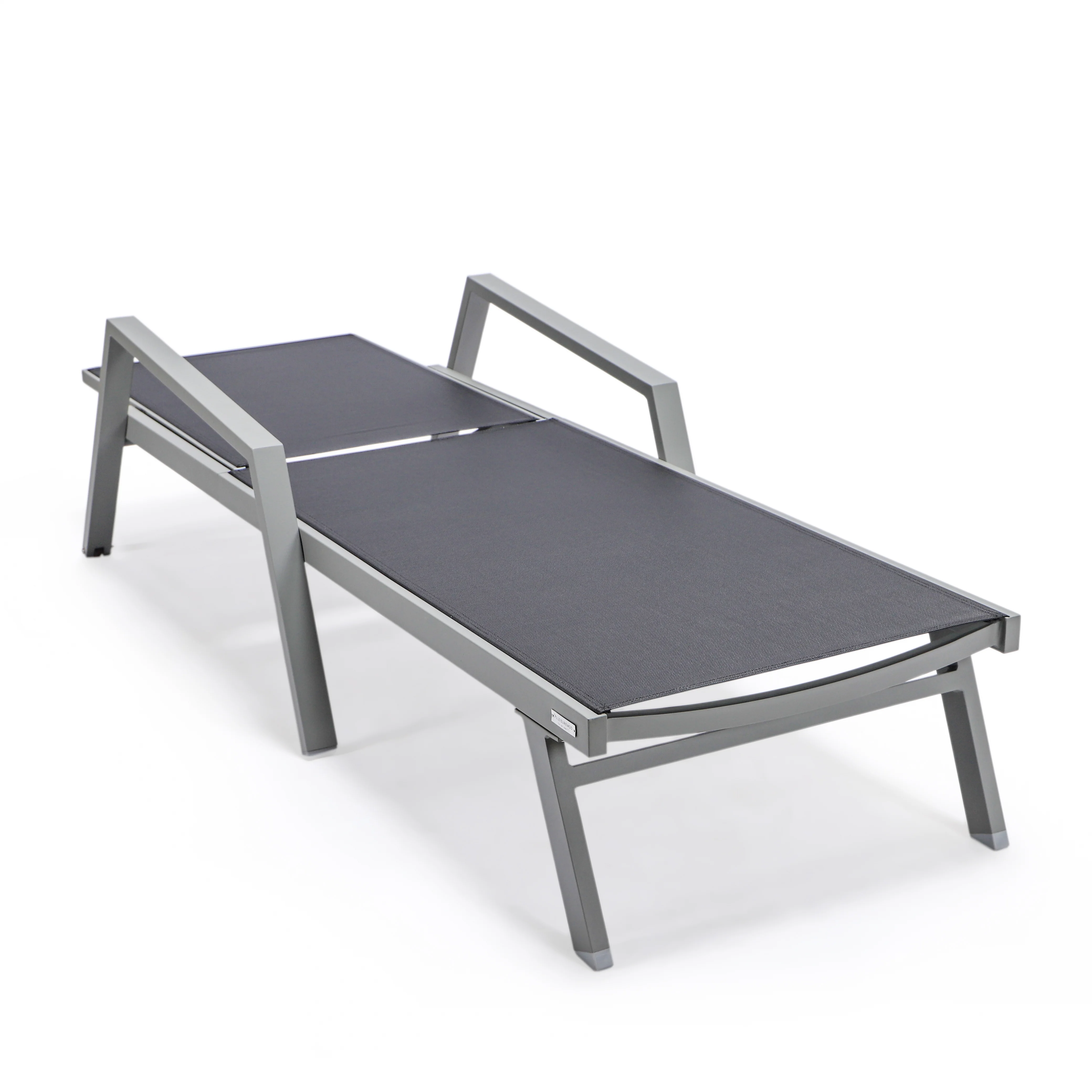 Marlin Modern Aluminum Outdoor Patio Chaise Lounge Chair With Arms Set of 2 with Square Fire Pit Side Table Perfect for Patio, Lawn, and Garden