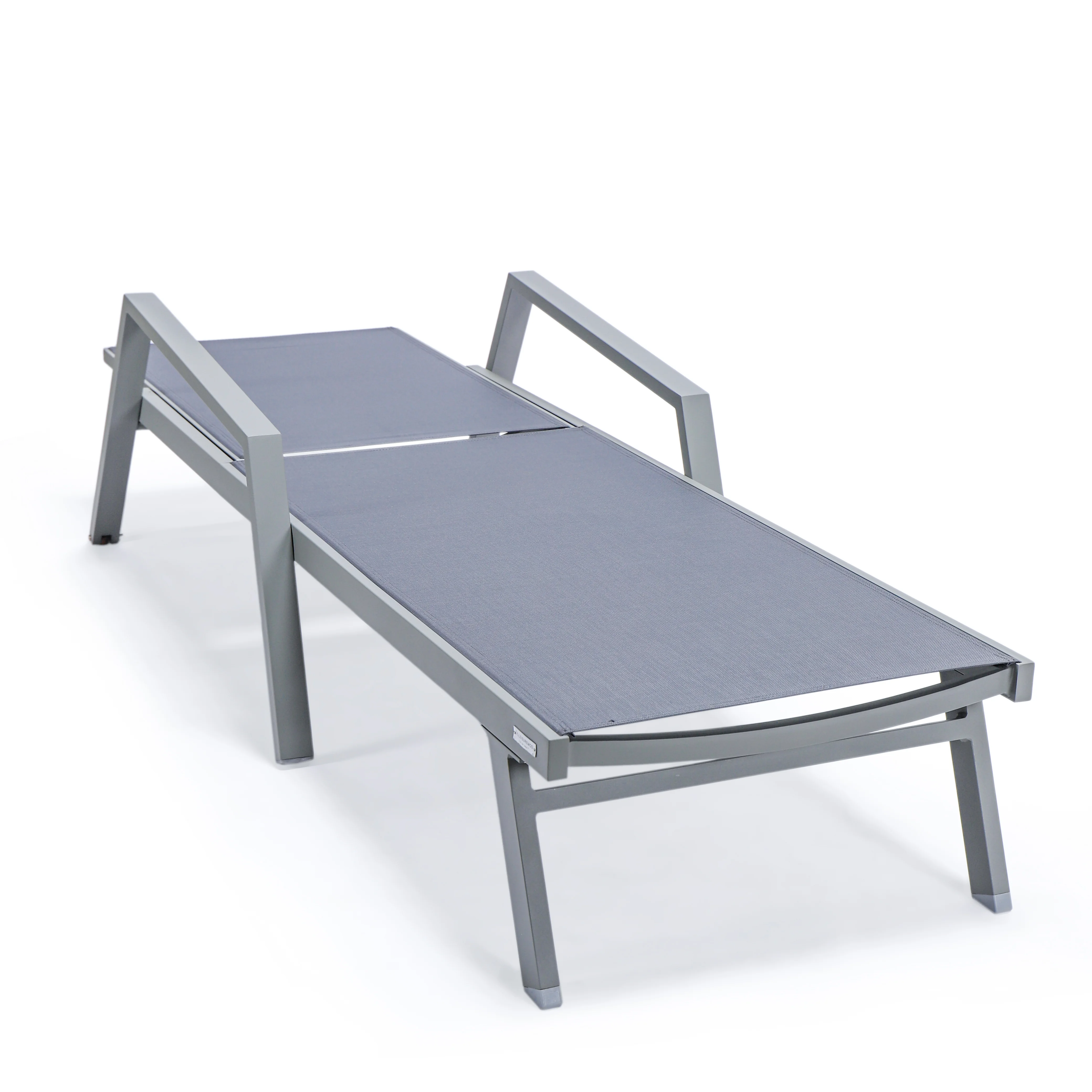 Marlin Modern Aluminum Outdoor Patio Chaise Lounge Chair With Arms Set of 2 with Square Fire Pit Side Table Perfect for Patio, Lawn, and Garden