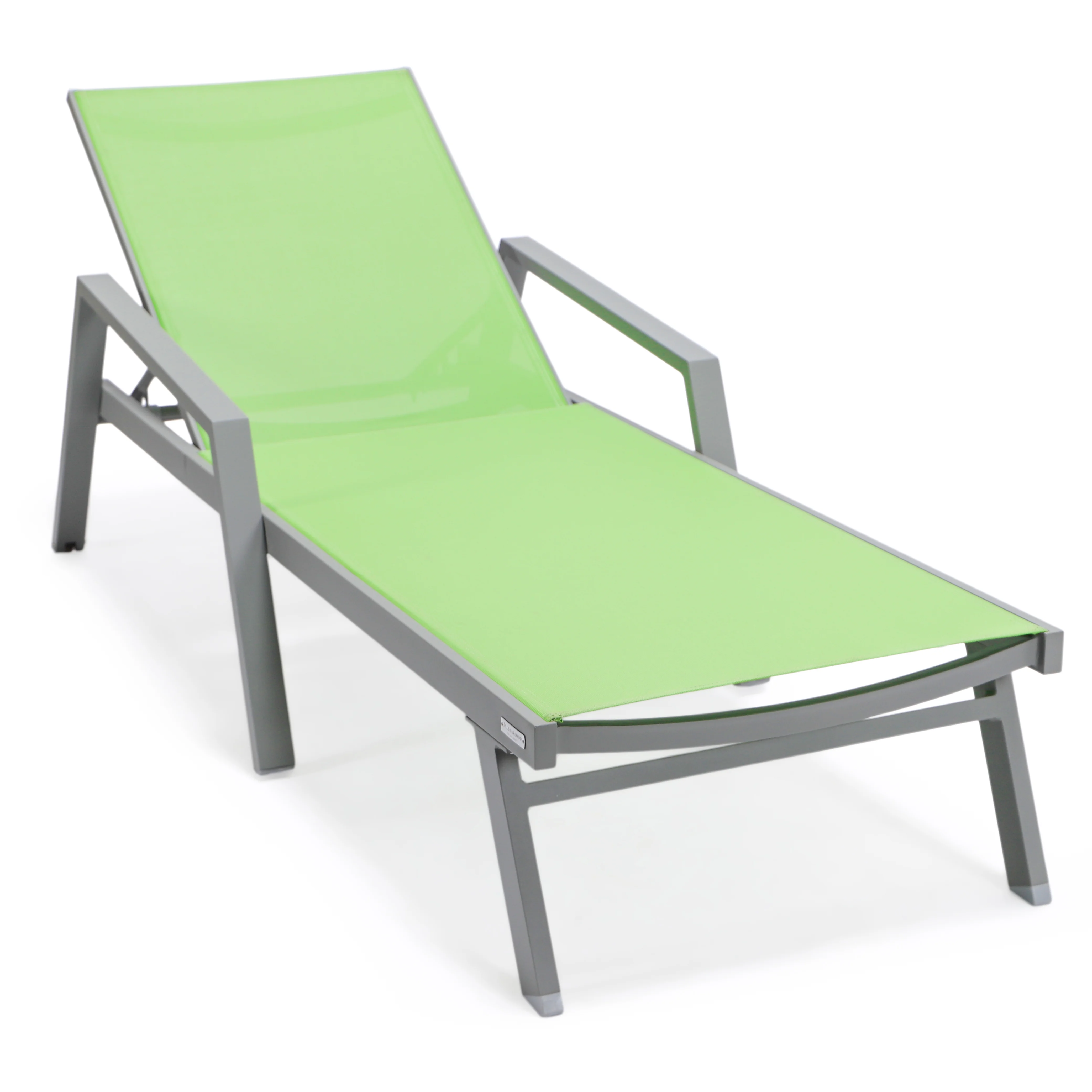 Marlin Modern Aluminum Outdoor Patio Chaise Lounge Chair With Arms Set of 2 with Square Fire Pit Side Table Perfect for Patio, Lawn, and Garden