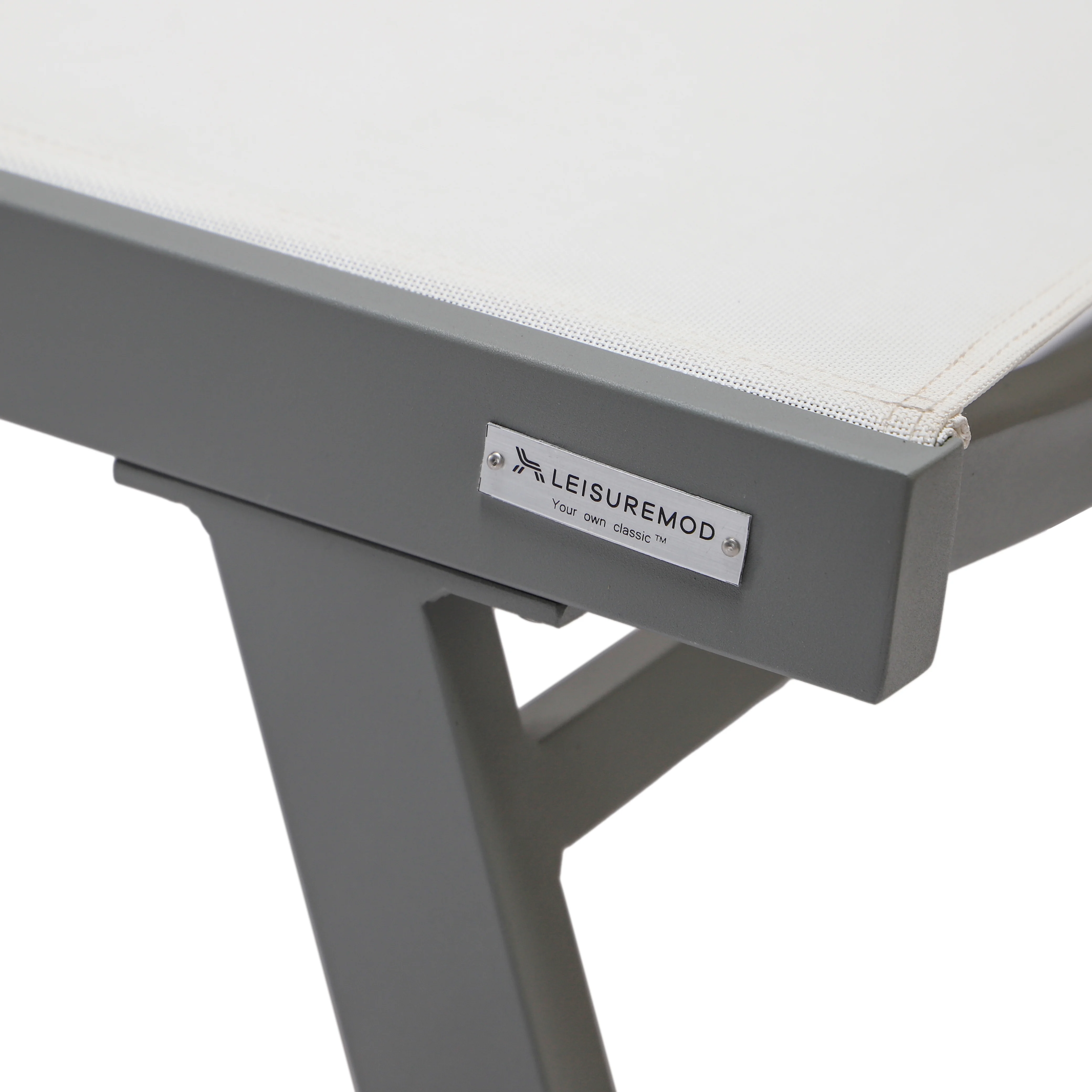 Marlin Modern Grey Aluminum Outdoor Patio Chaise Lounge Chair With Arms and Square Fire Pit Side Table Perfect for Patio, Lawn, and Garden