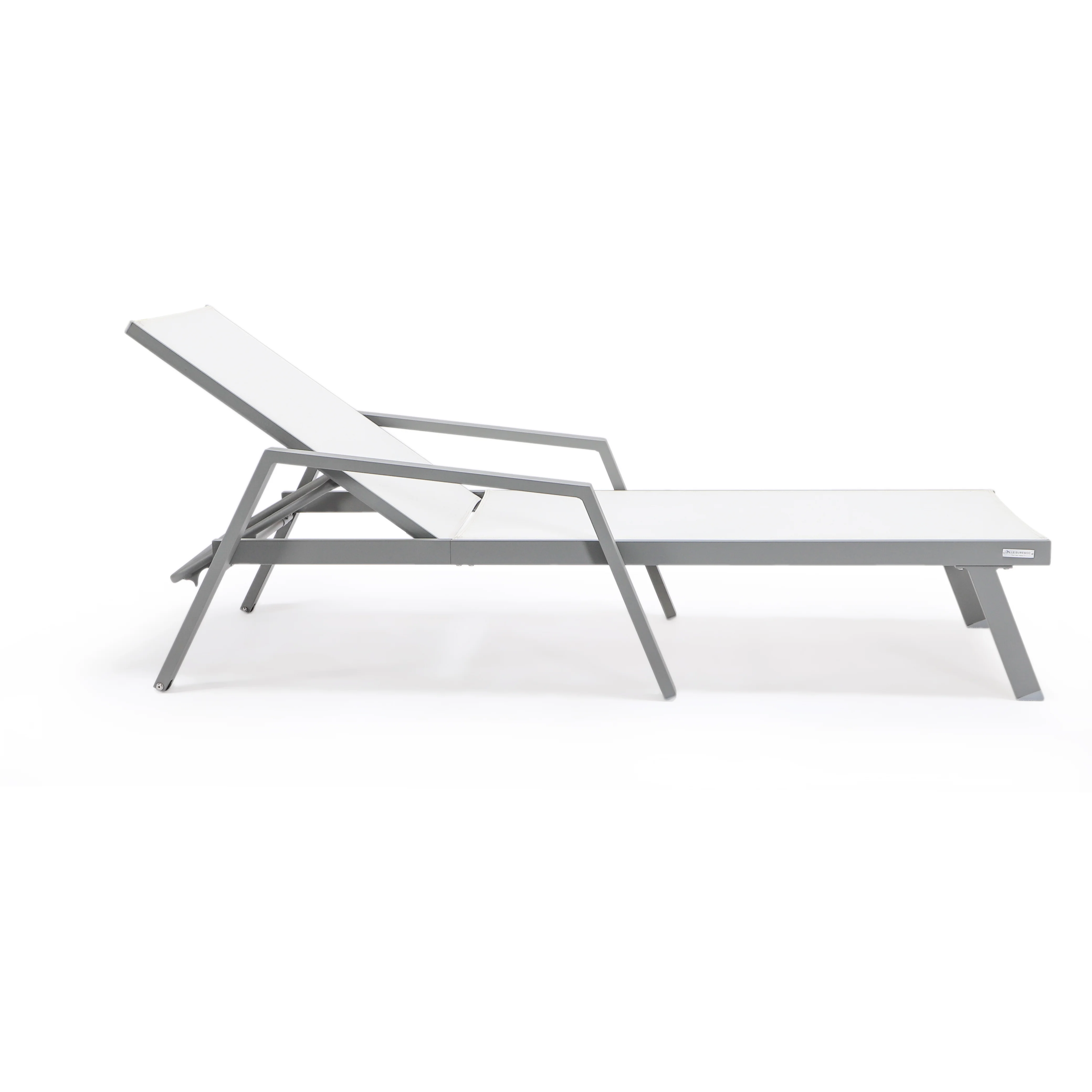 Marlin Modern Aluminum Outdoor Patio Chaise Lounge Chair With Arms Set of 2 with Square Fire Pit Side Table Perfect for Patio, Lawn, and Garden