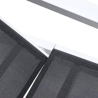 Marlin Patio Chaise Lounge Chair With Armrests in White Aluminum Frame, Set of 2 in Black