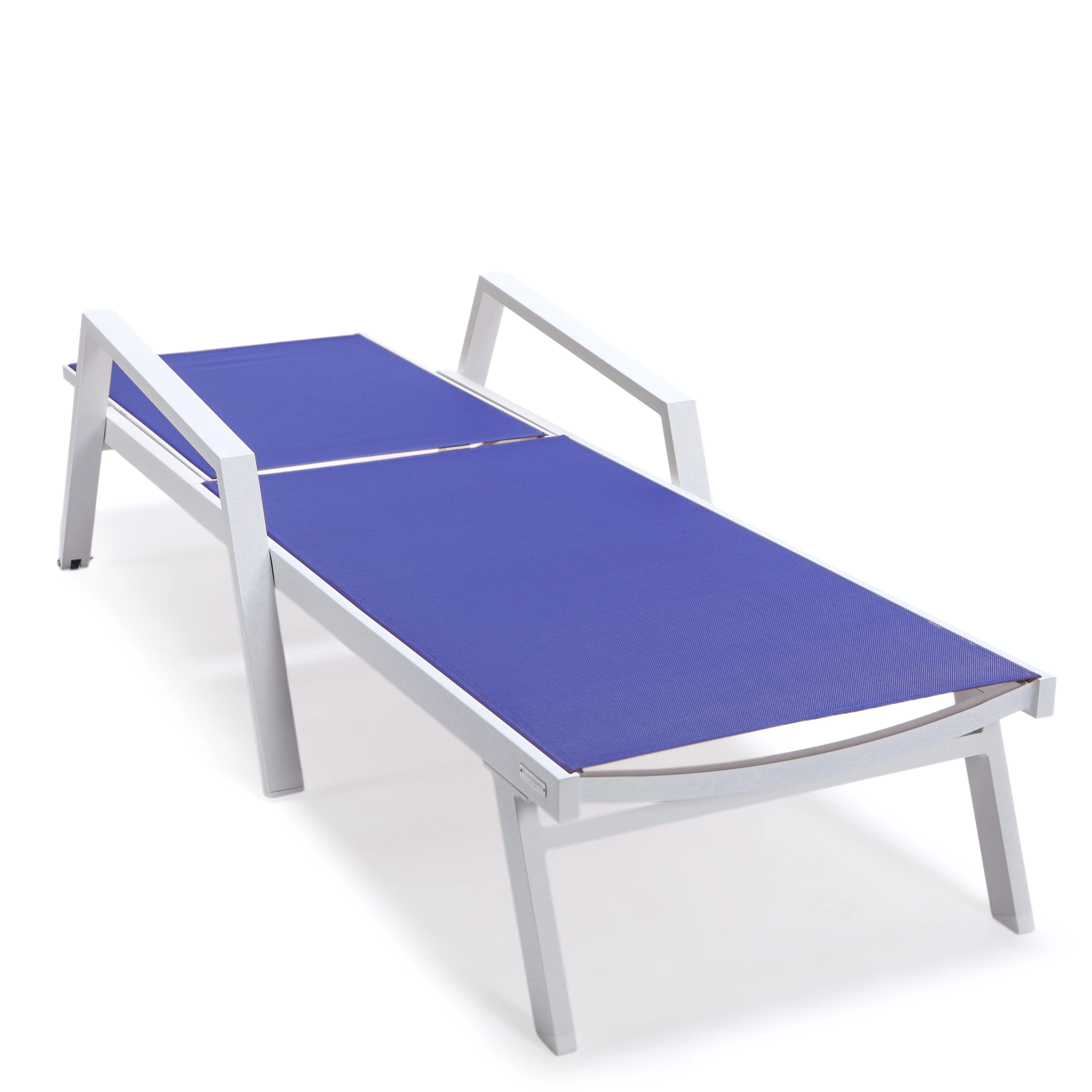 Marlin Patio Chaise Lounge Chair With Armrests in White Aluminum Frame