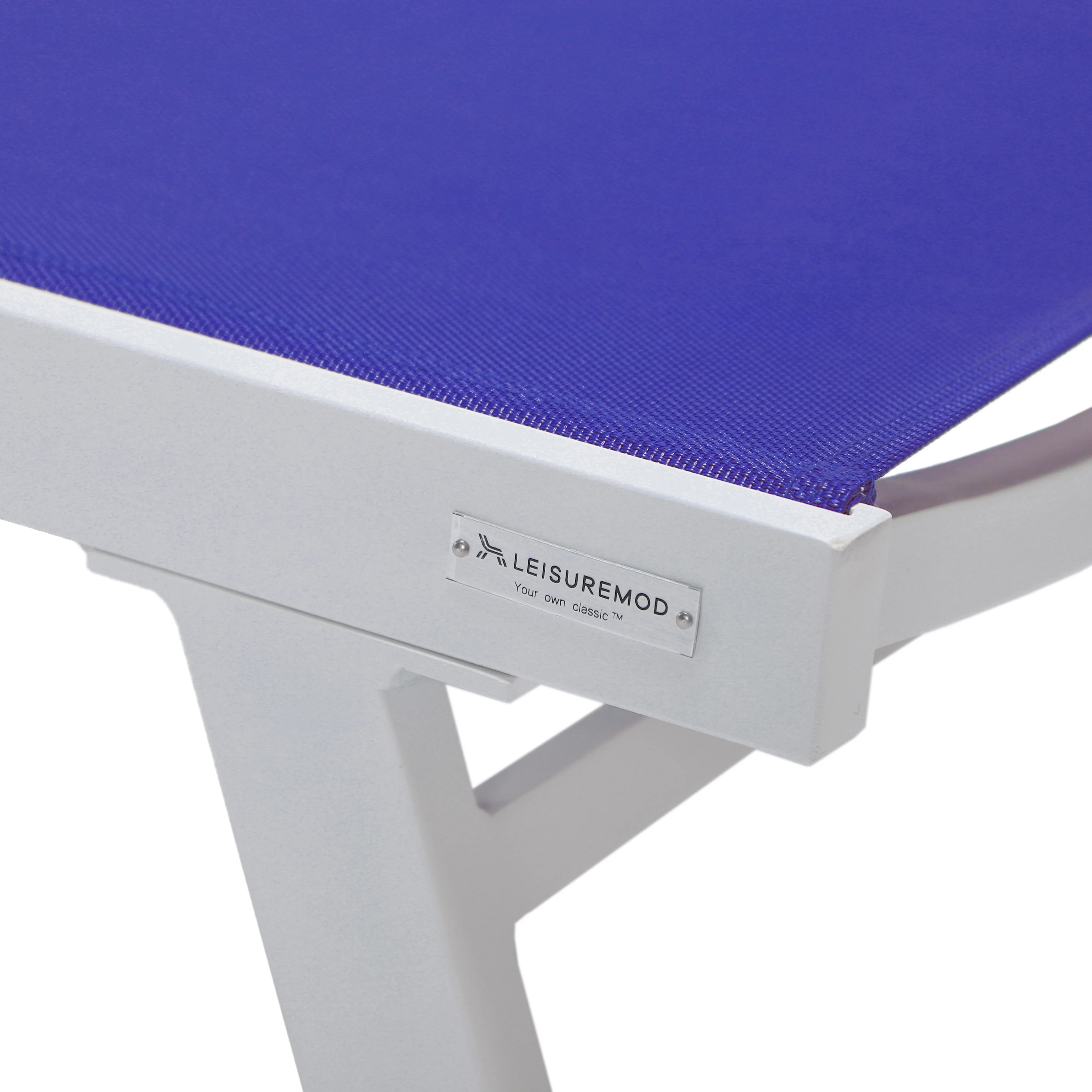 Marlin Patio Chaise Lounge Chair With Armrests in White Aluminum Frame