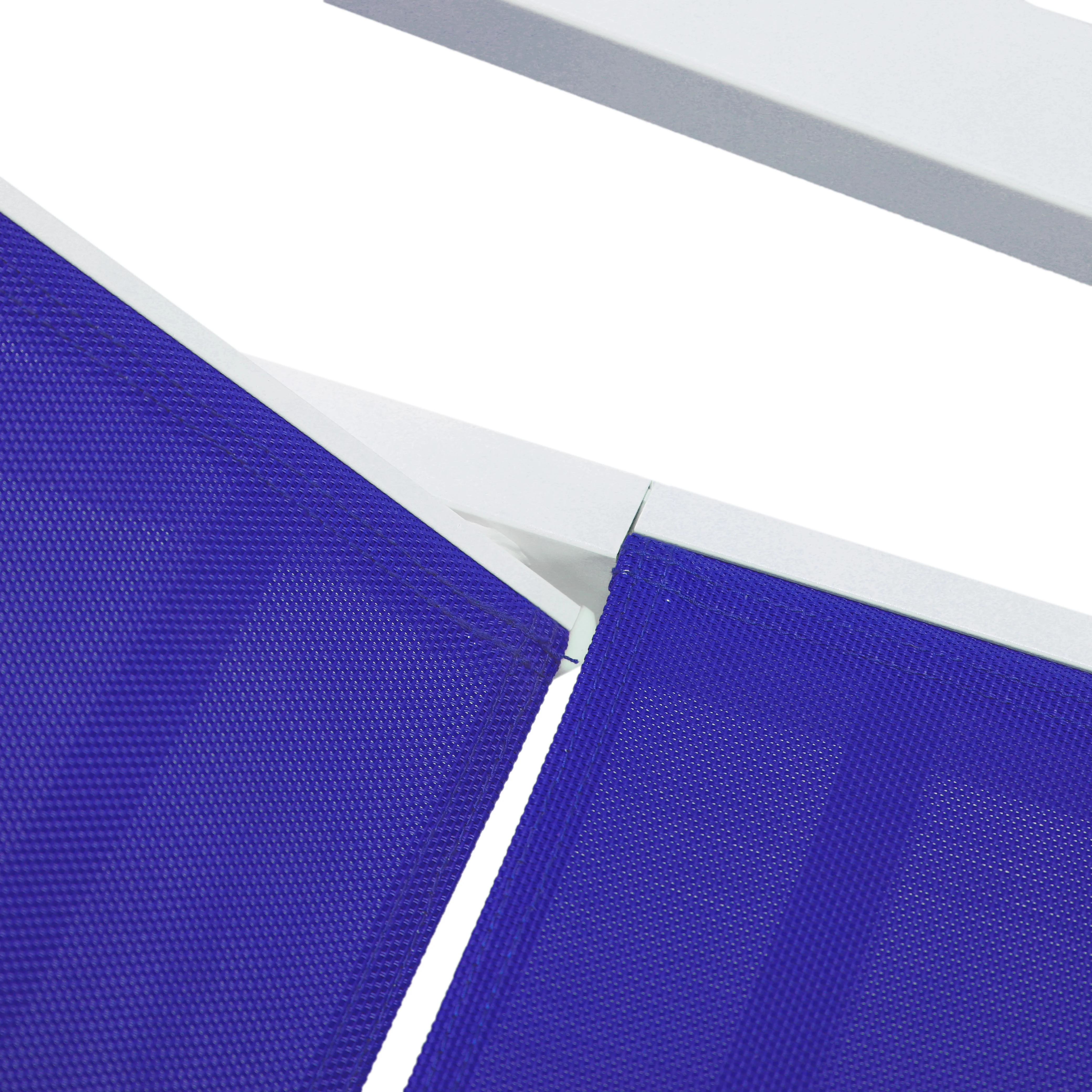 Marlin Patio Chaise Lounge Chair With Armrests in White Aluminum Frame, Set of 2 in Navy Blue