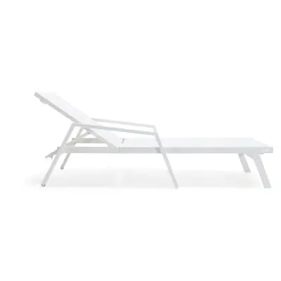 Marlin Patio Chaise Lounge Chair With Armrests in White Aluminum Frame