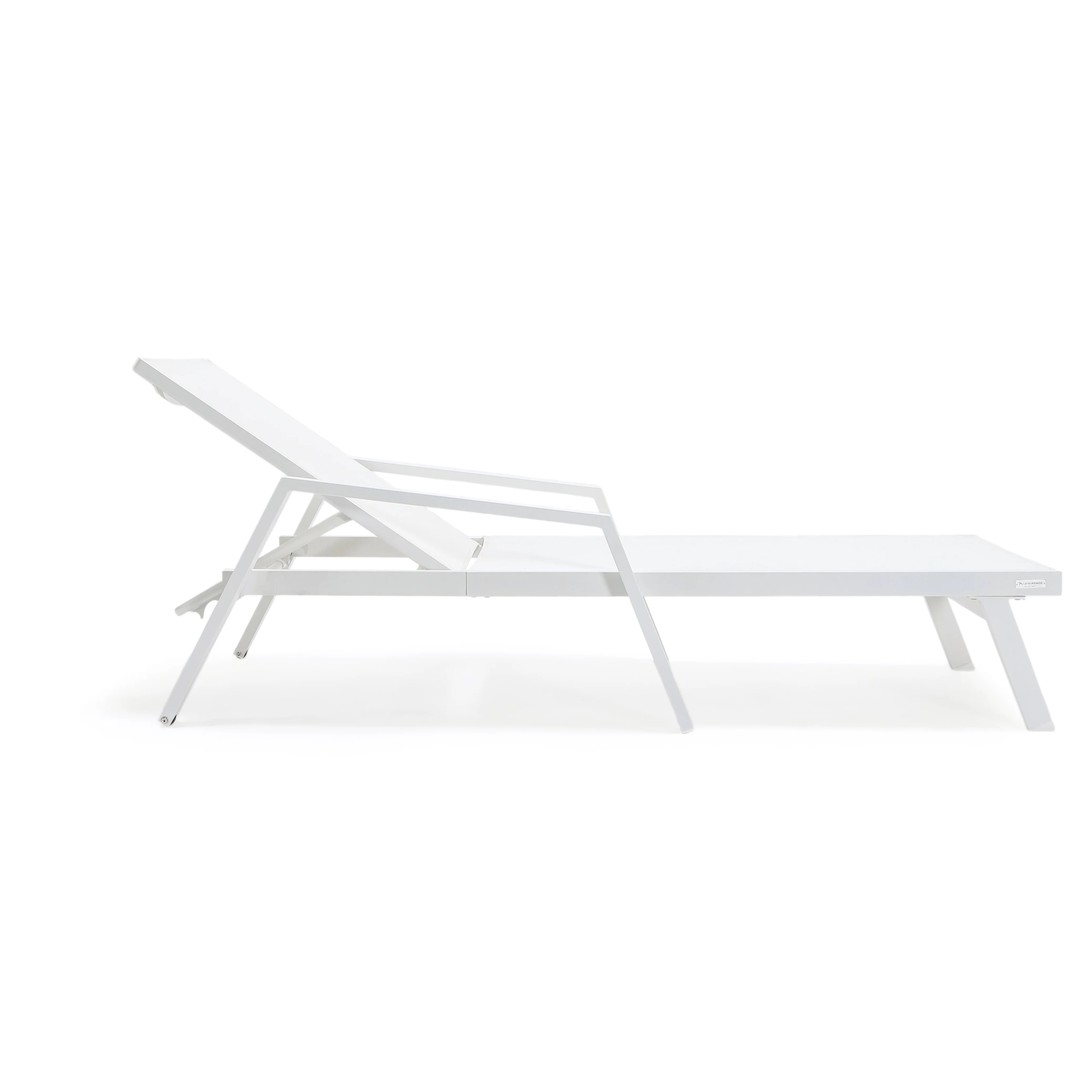 Marlin Patio Chaise Lounge Chair With Armrests in White Aluminum Frame, Set of 2 in White