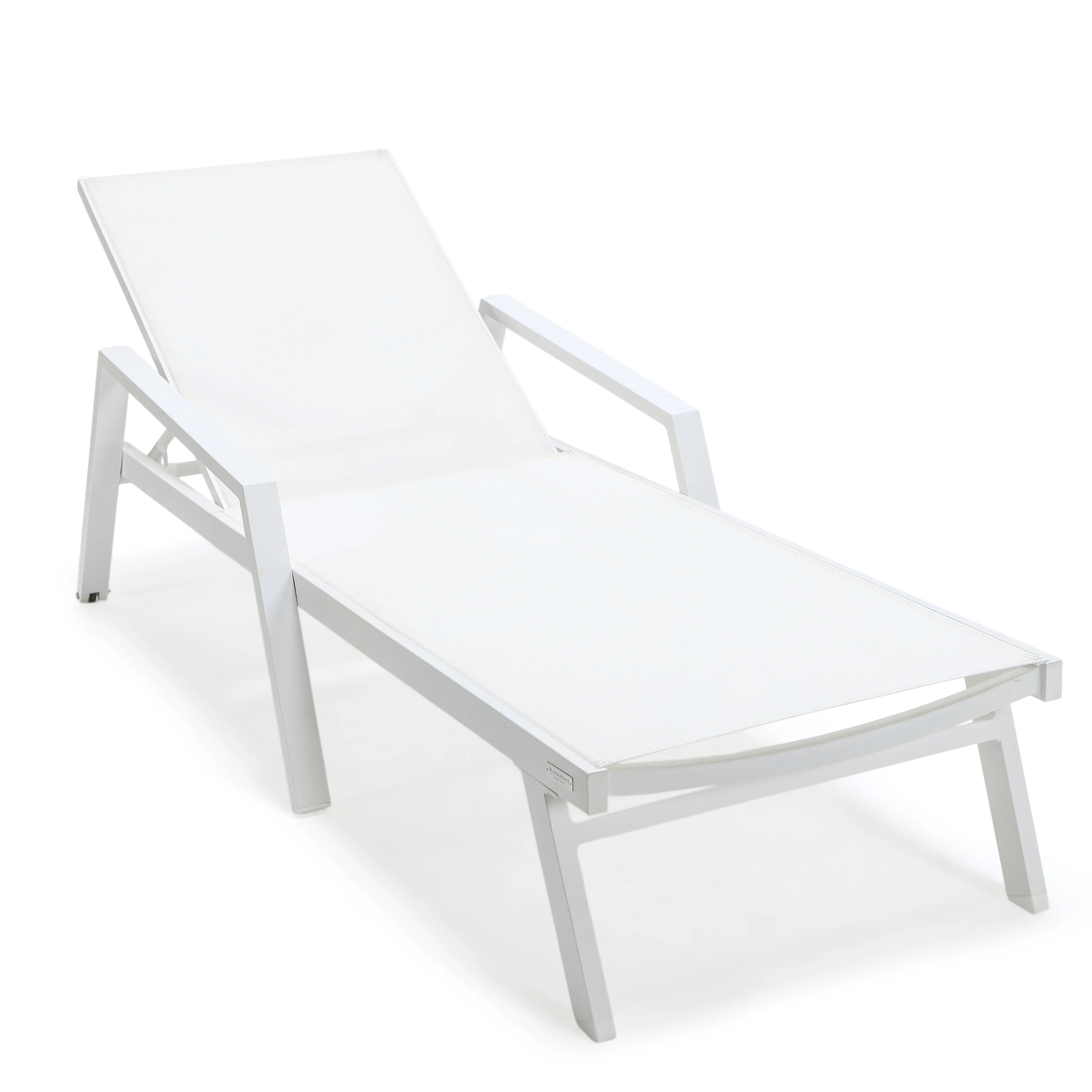 Marlin Patio Chaise Lounge Chair With Armrests in White Aluminum Frame, Set of 2 in White