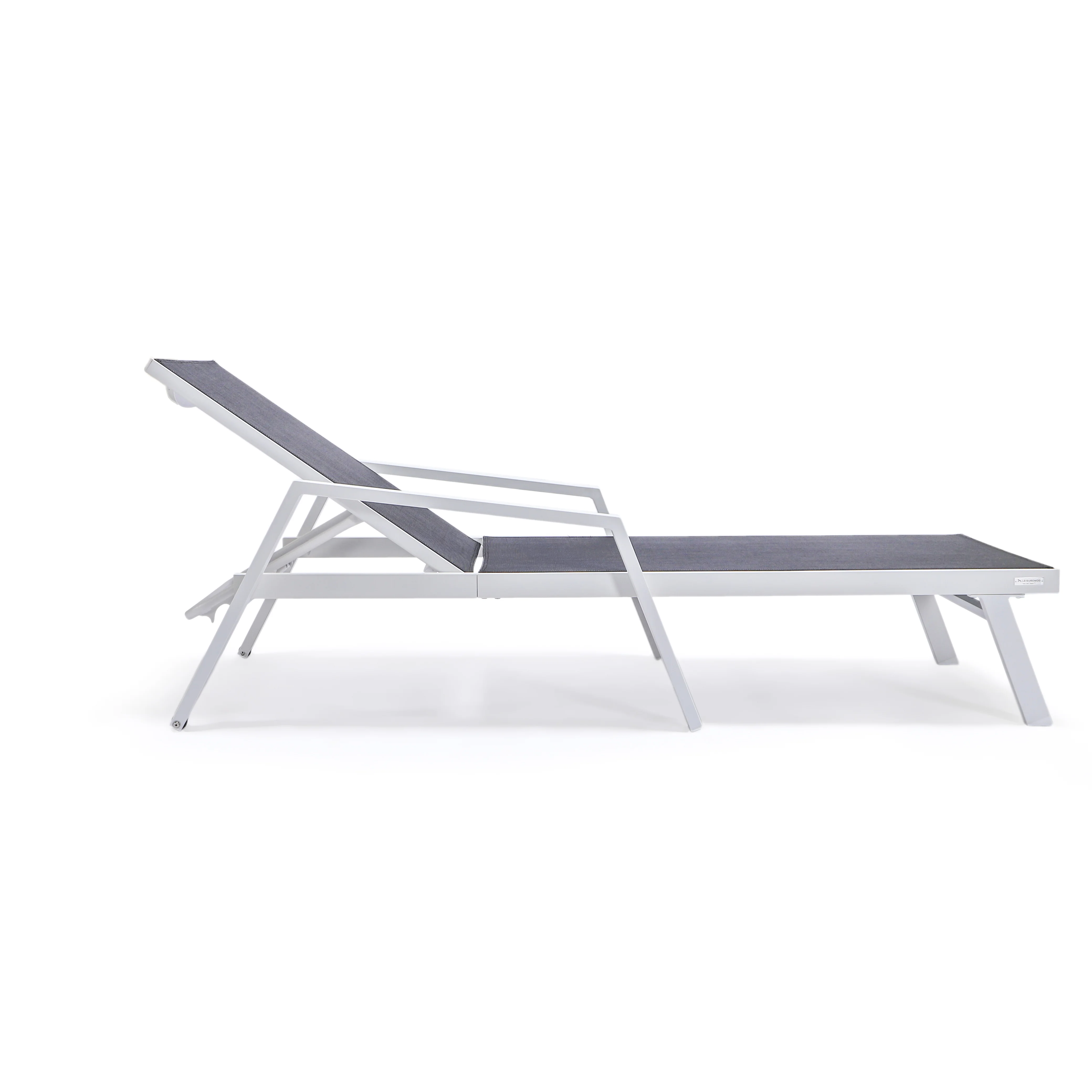 Marlin Modern Aluminum Outdoor Patio Chaise Lounge Chair With Arms Set of 2 with Square Fire Pit Side Table Perfect for Patio, Lawn, and Garden