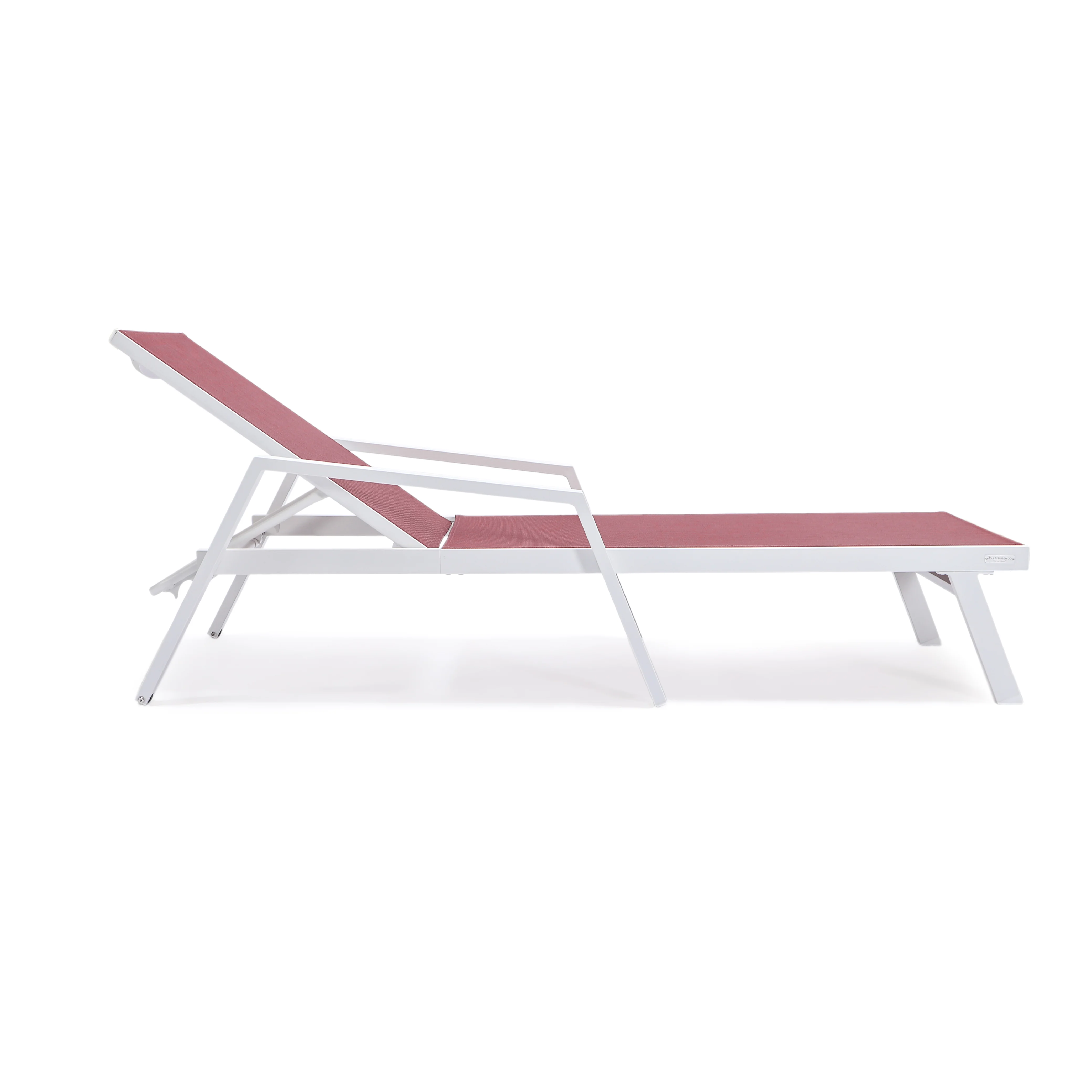 Marlin Modern White Aluminum Outdoor Patio Chaise Lounge Chair With Arms and Square Fire Pit Side Table Perfect for Patio, Lawn, and Garden