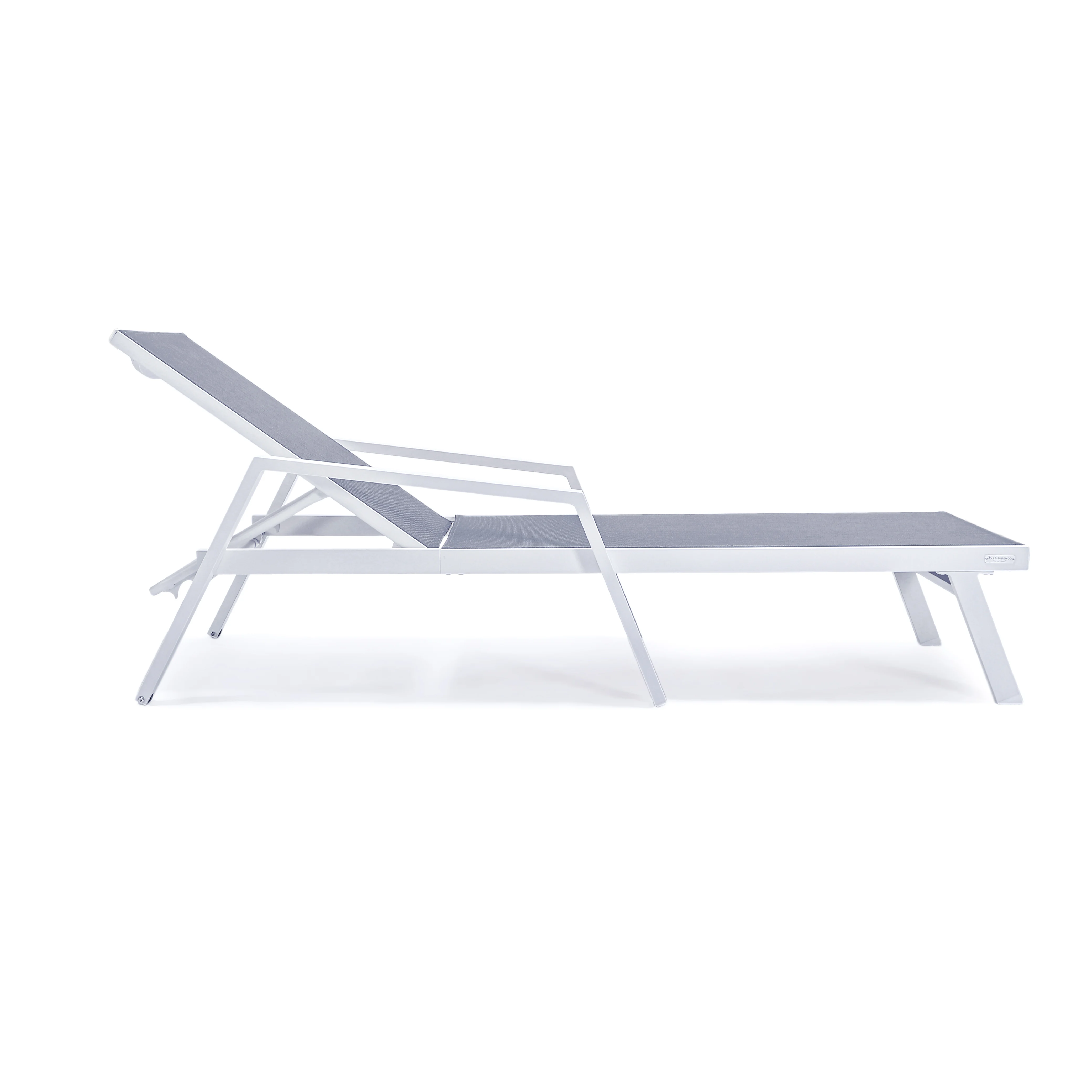 Marlin Modern Aluminum Outdoor Patio Chaise Lounge Chair With Arms Set of 2 with Square Fire Pit Side Table Perfect for Patio, Lawn, and Garden