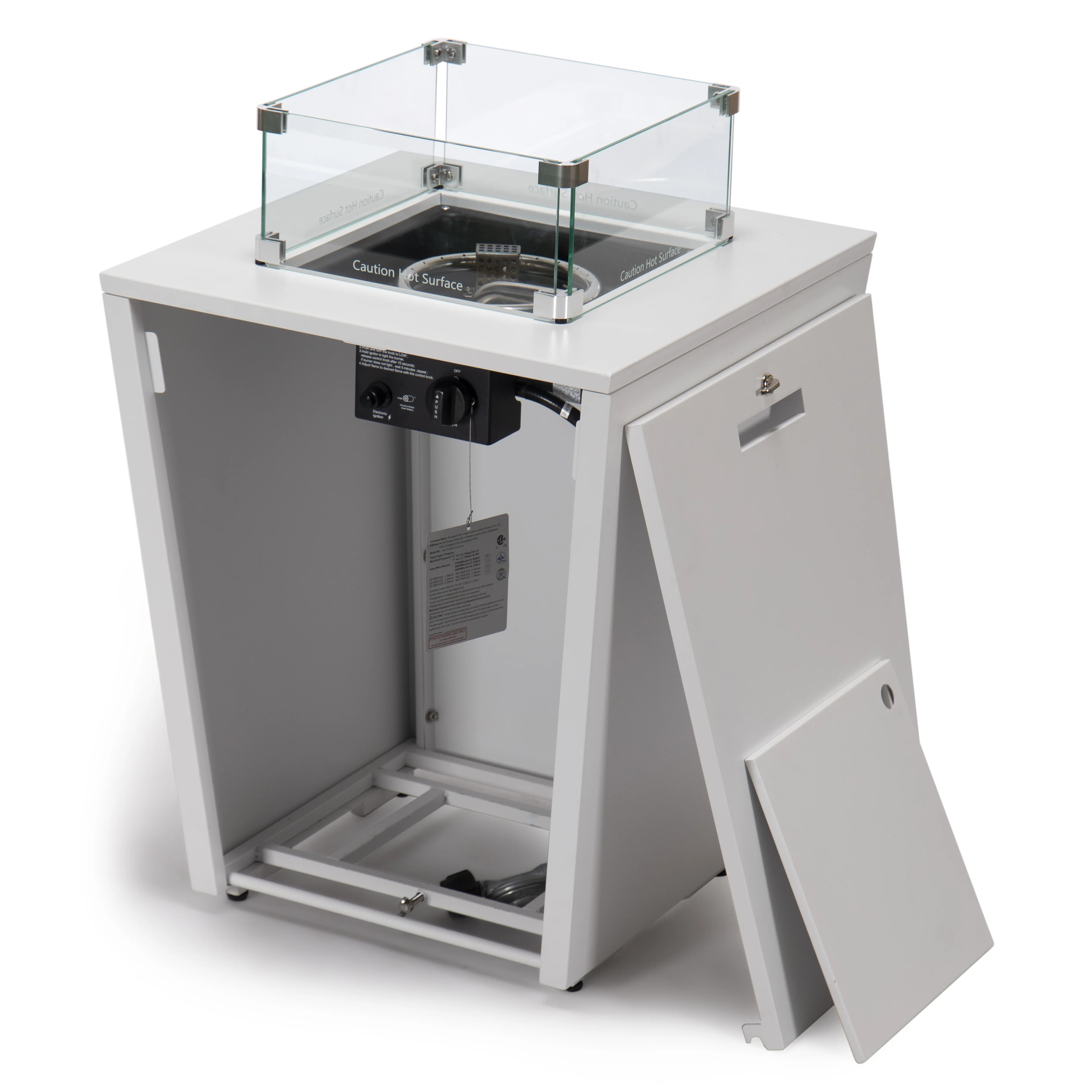 Marlin Modern Aluminum Outdoor Patio Chaise Lounge Chair With Arms Set of 2 with Square Fire Pit Side Table Perfect for Patio, Lawn, and Garden