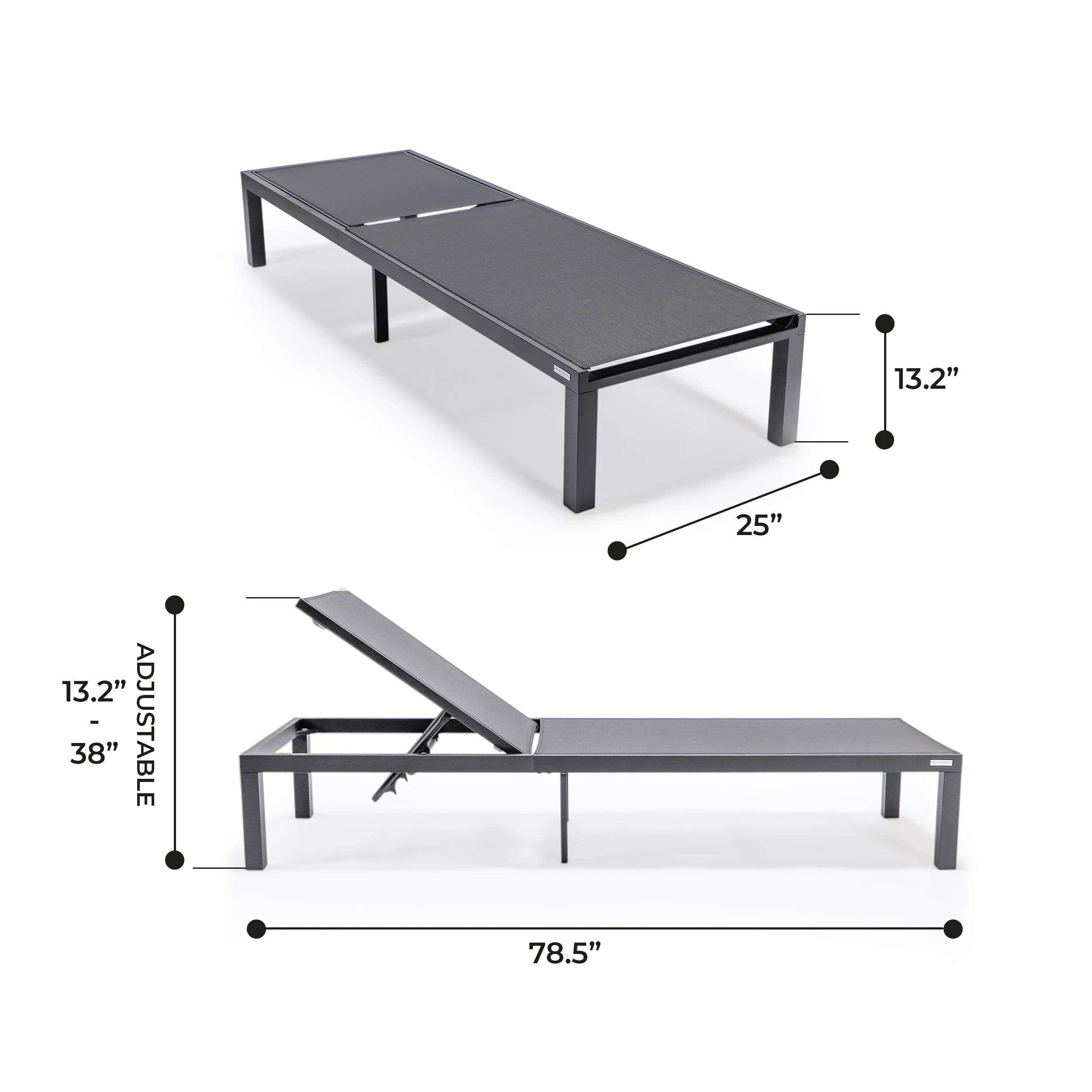 Marlin Patio Chaise Lounge Chair With Black Aluminum Frame