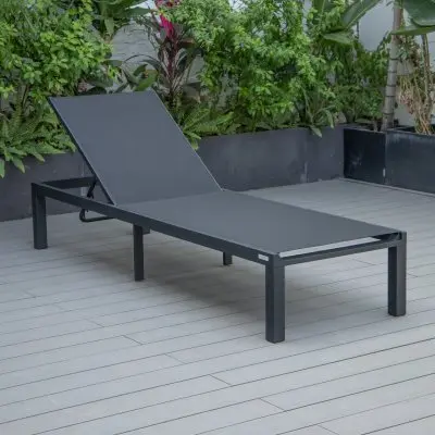 Marlin Patio Chaise Lounge Chair With Black Aluminum Frame