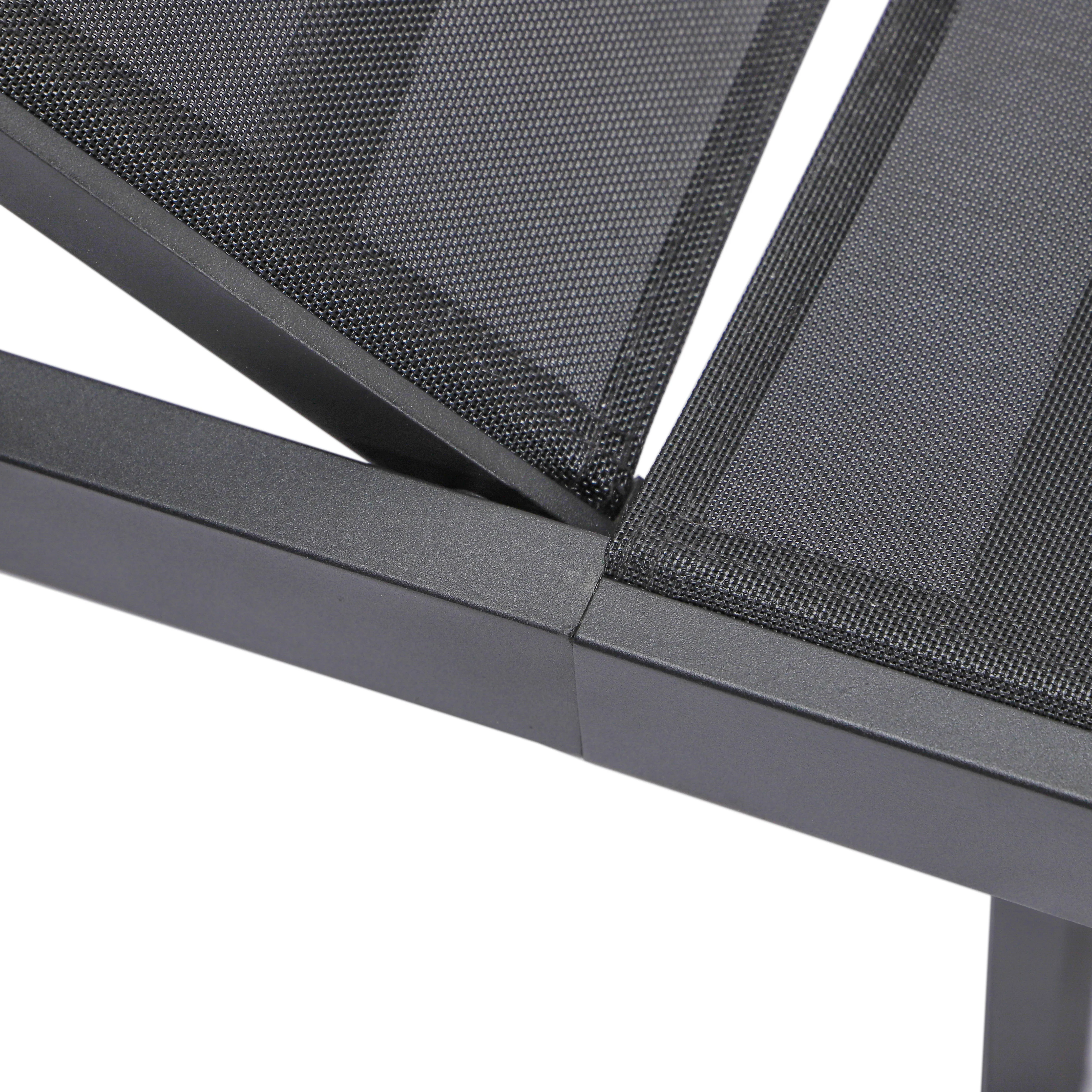 Marlin Patio Chaise Lounge Chair With Black Aluminum Frame, Set of 2 in Black