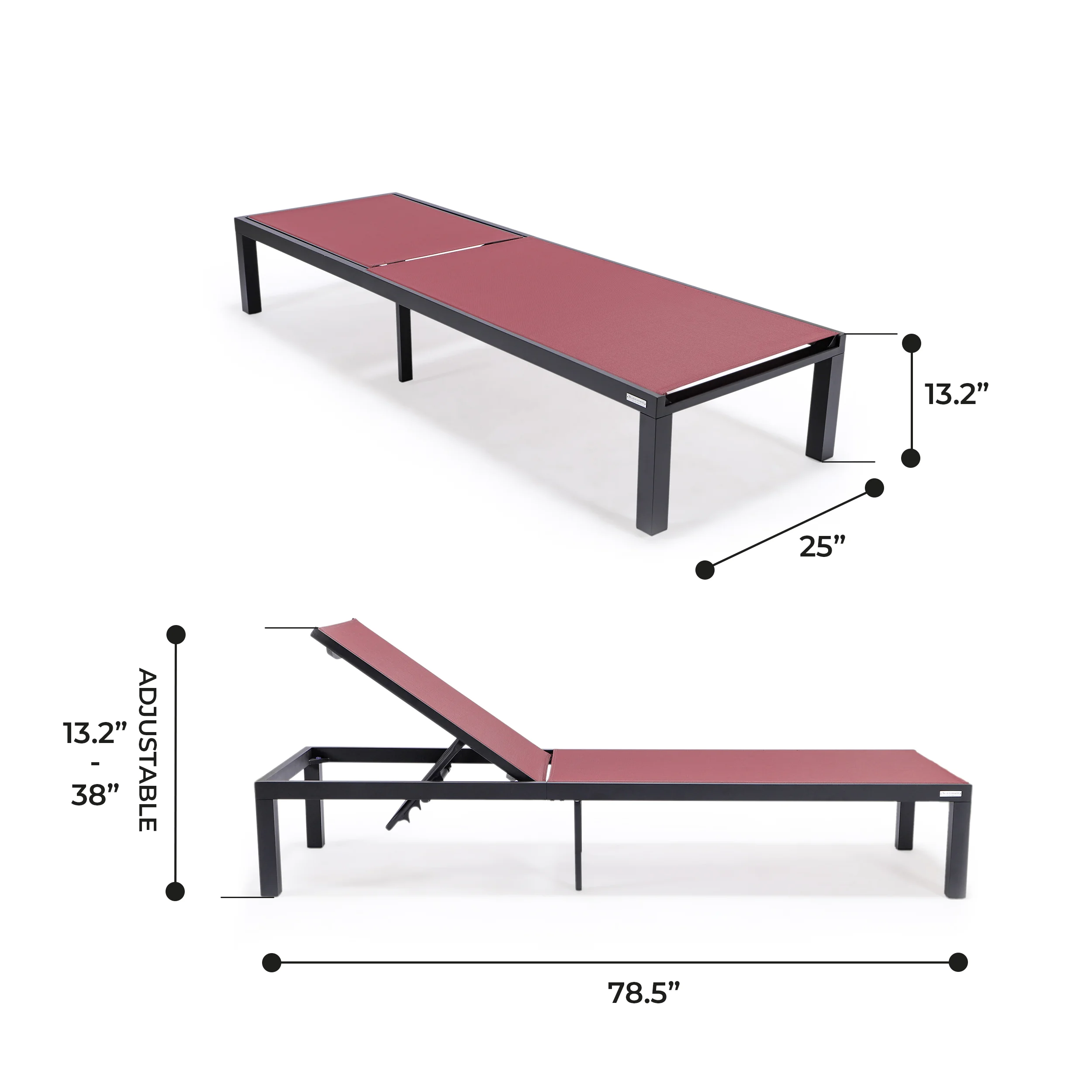 Marlin Patio Chaise Lounge Chair With Black Aluminum Frame