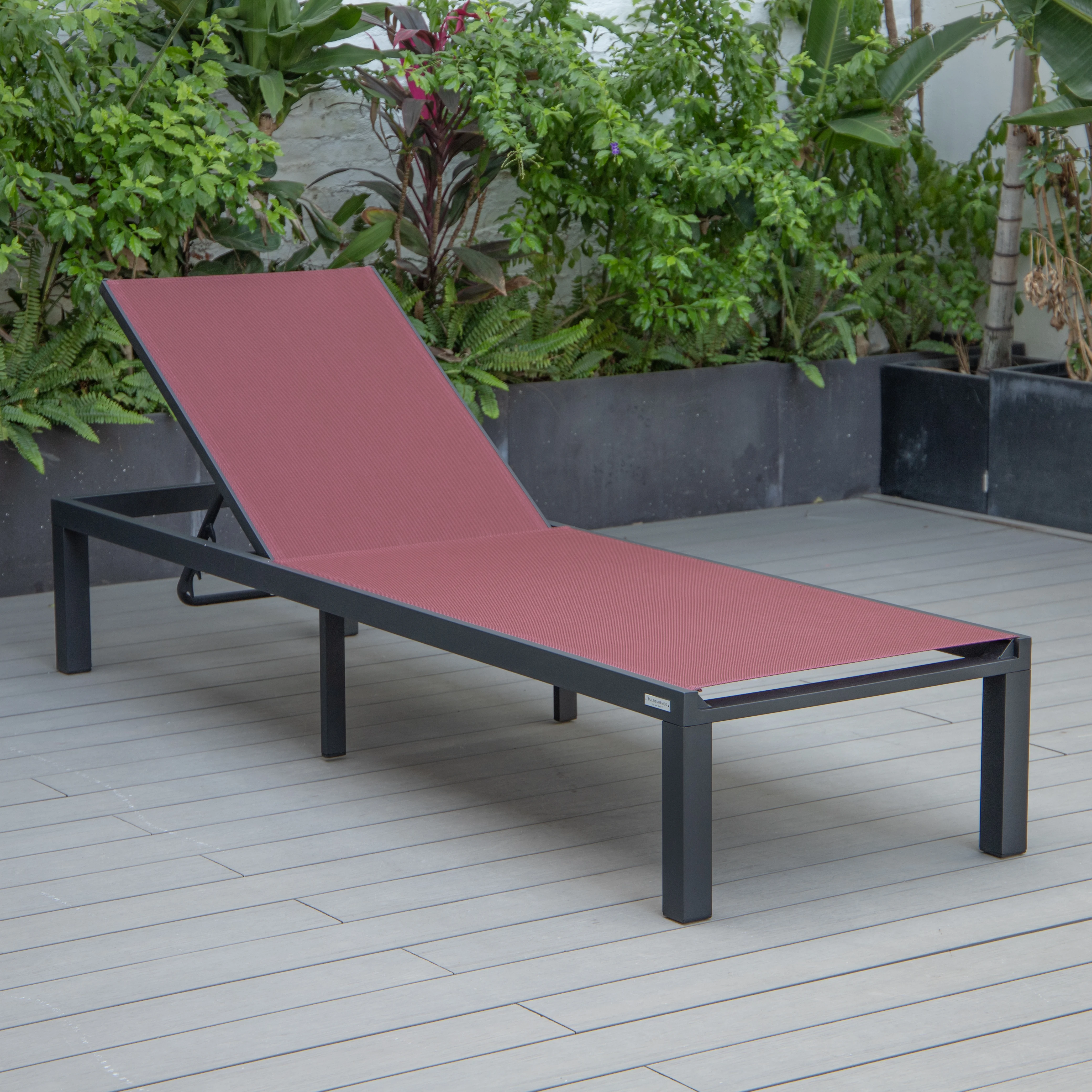 Marlin Patio Chaise Lounge Chair With Black Aluminum Frame