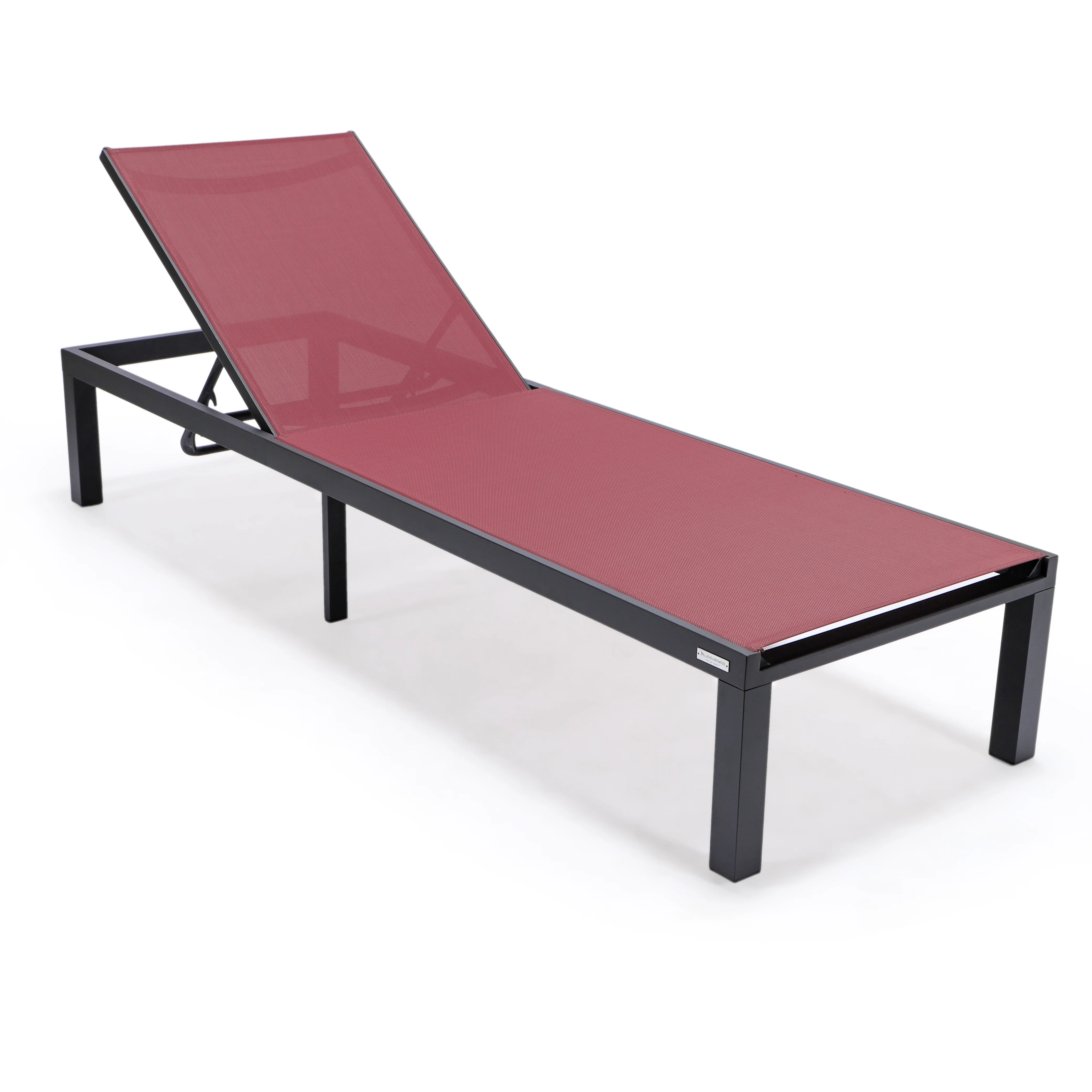 Marlin Patio Chaise Lounge Chair With Black Aluminum Frame, Set of 2 in Burgundy