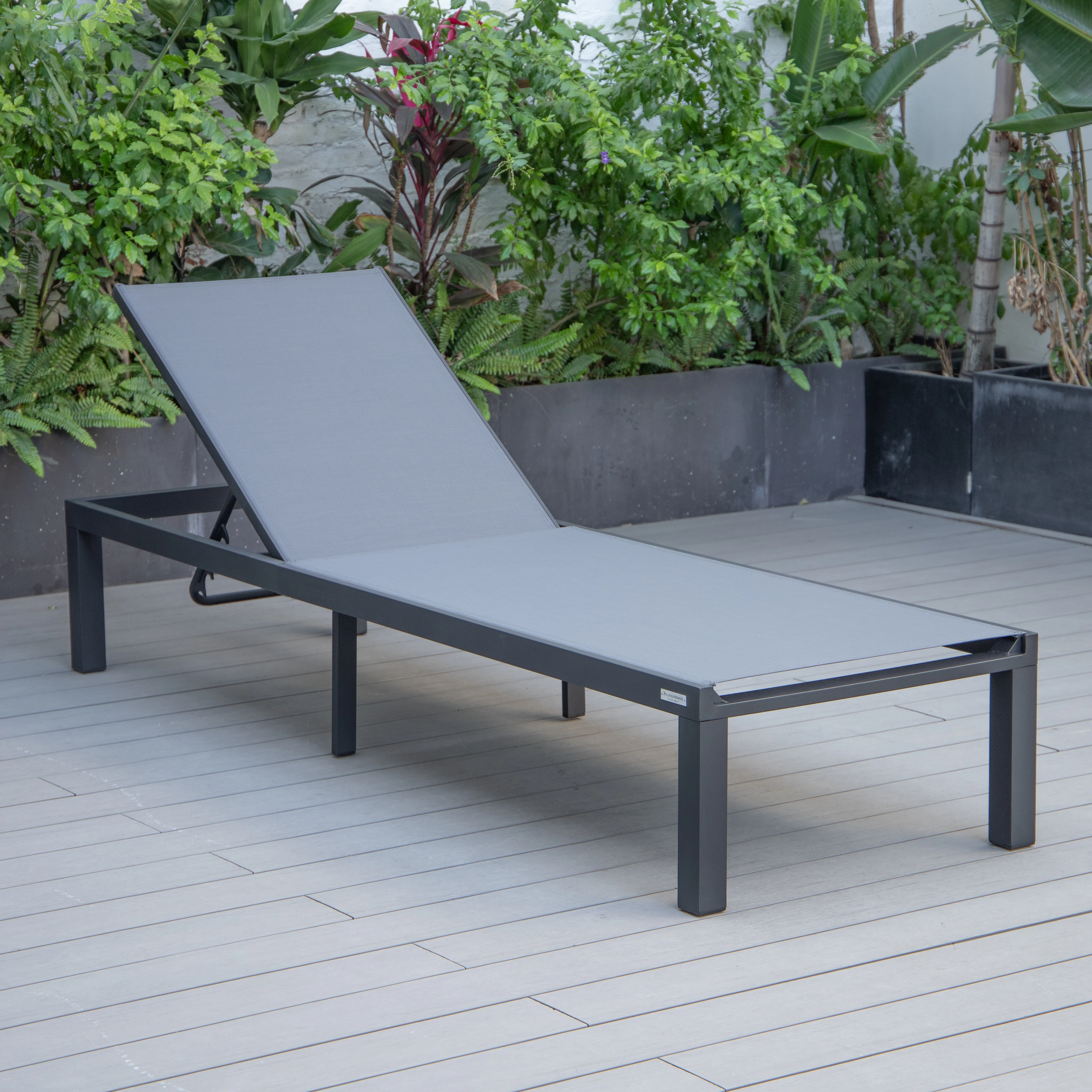 Marlin Patio Chaise Lounge Chair With Black Aluminum Frame