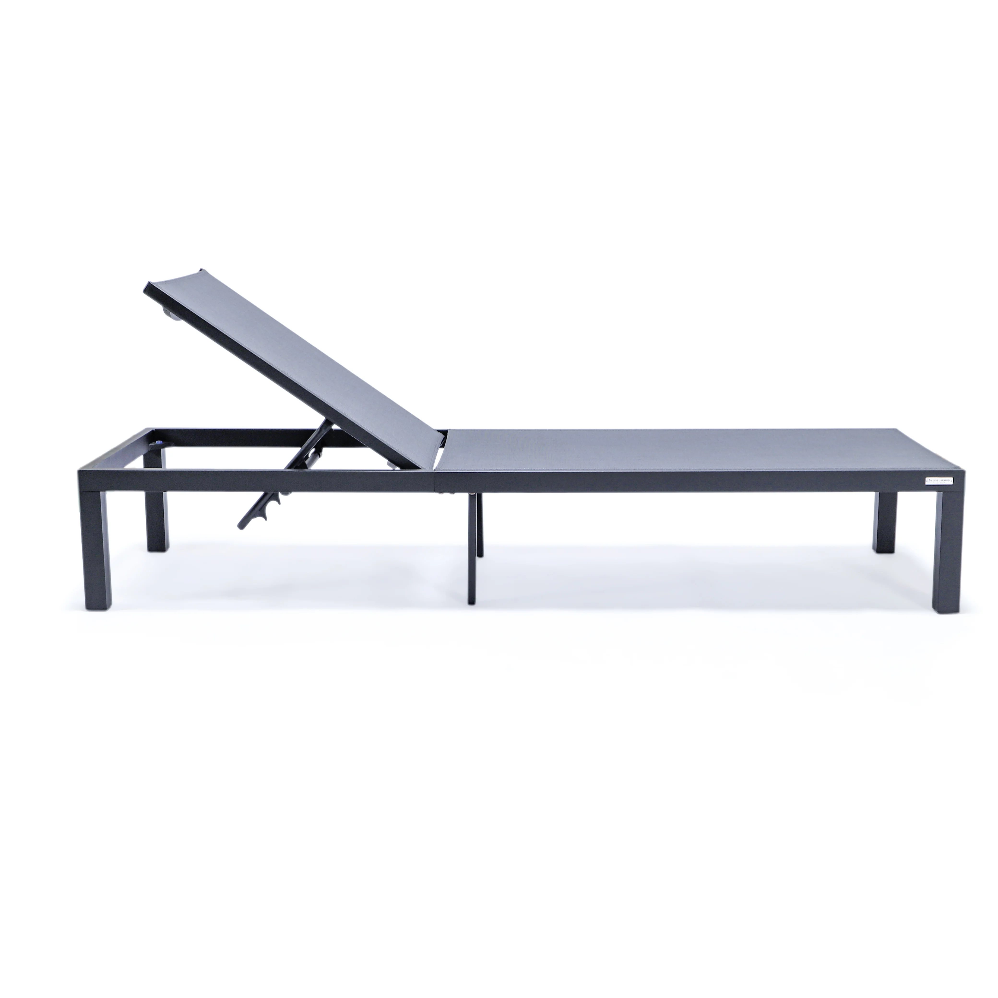 Marlin Patio Chaise Lounge Chair With Black Aluminum Frame, Set of 2 in Dark Grey