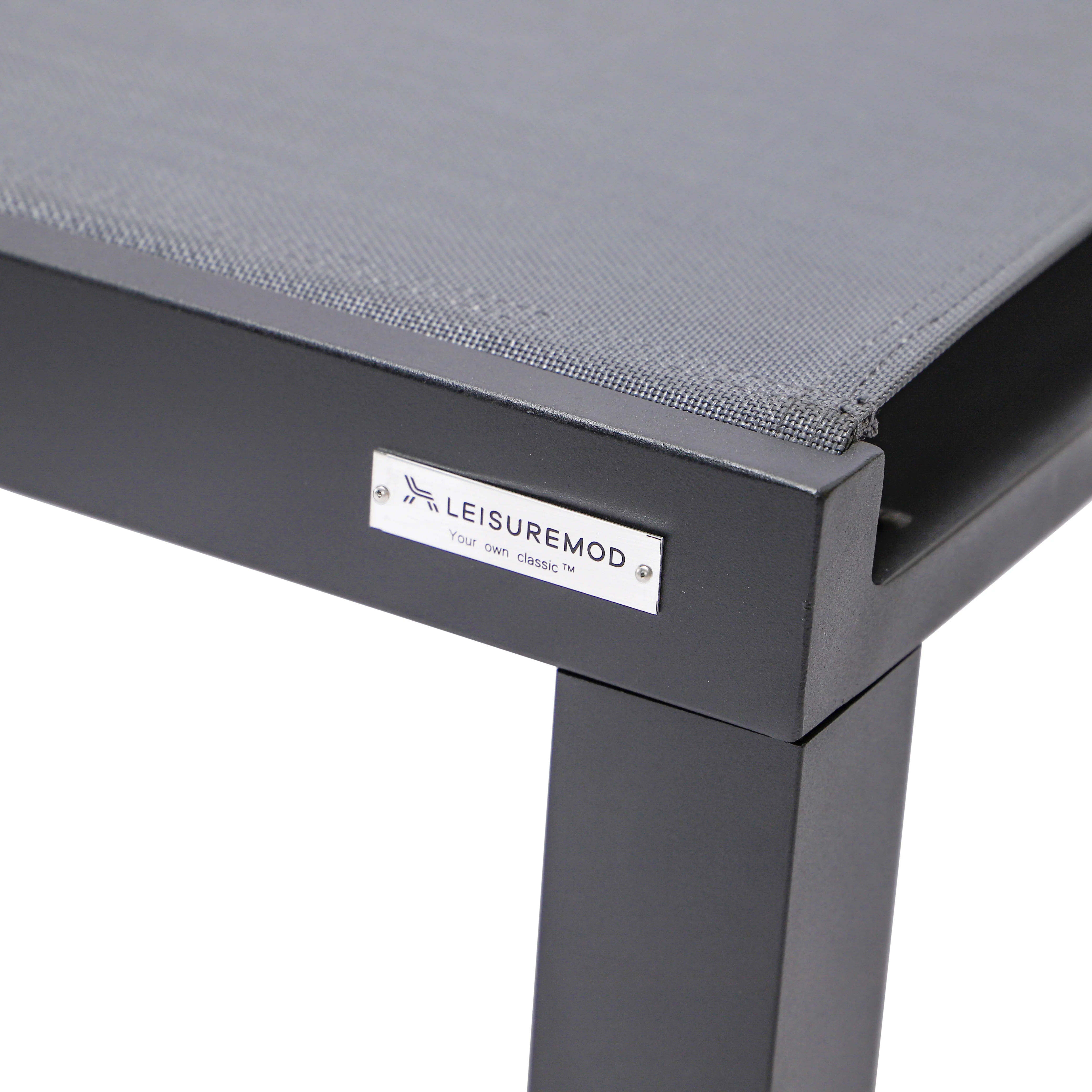 Marlin Patio Chaise Lounge Chair With Black Aluminum Frame, Set of 2 in Dark Grey