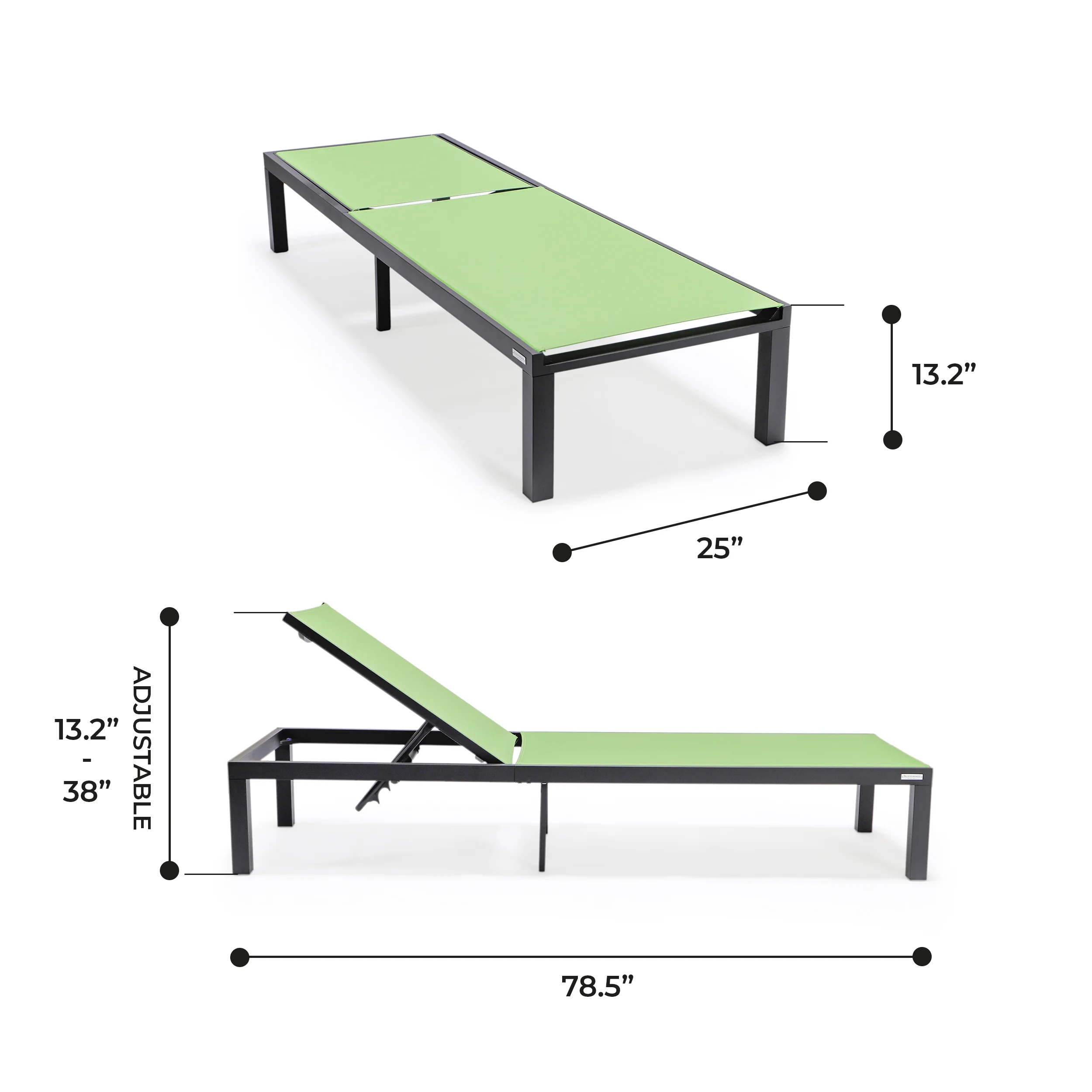 Marlin Patio Chaise Lounge Chair With Black Aluminum Frame