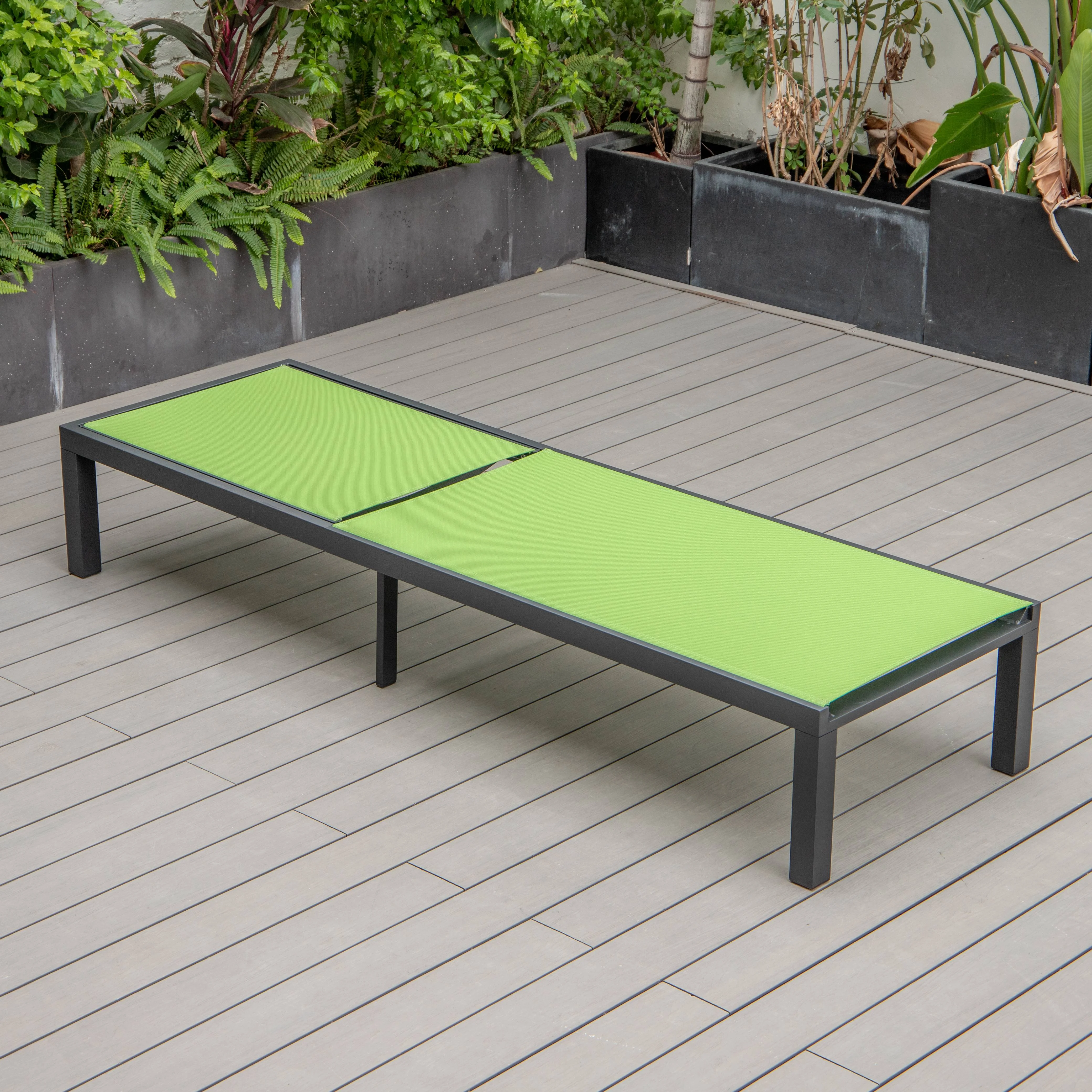 Marlin Patio Chaise Lounge Chair With Black Aluminum Frame