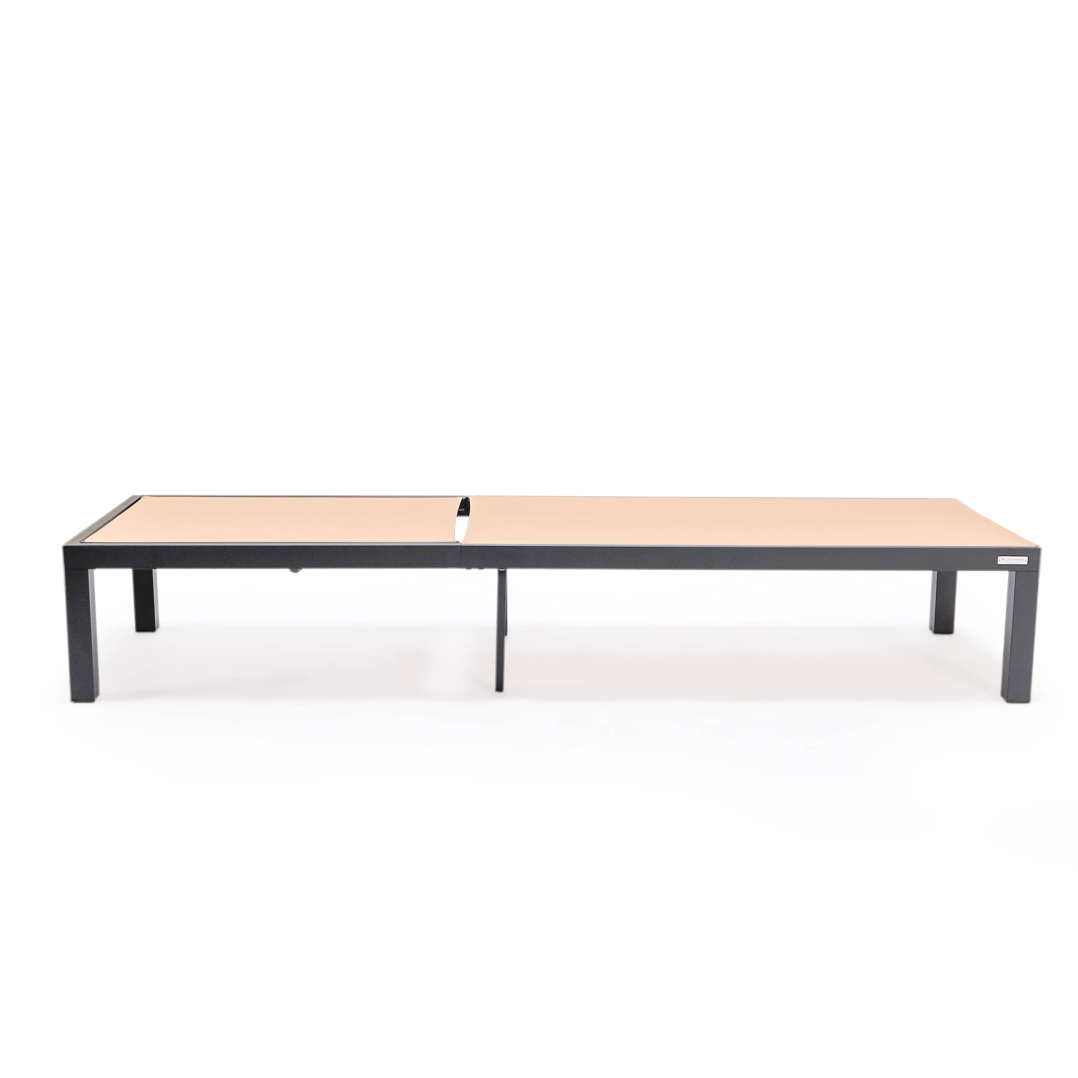 Marlin Patio Chaise Lounge Chair With Black Aluminum Frame, Set of 2 in Light Brown